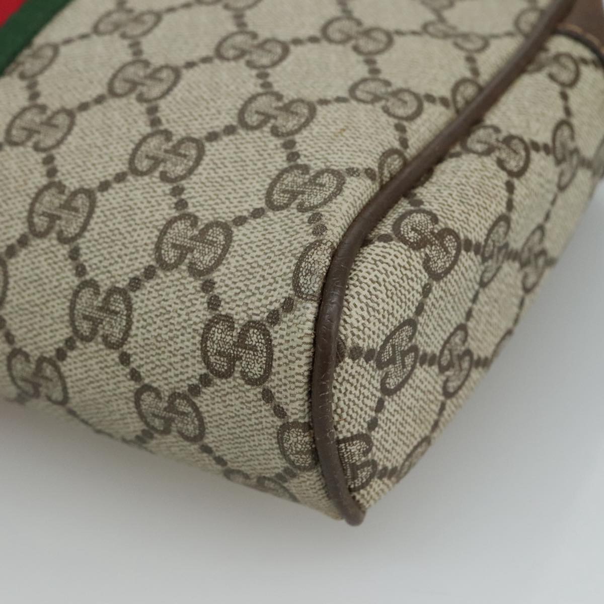 GUCCI GG Supreme Web Sherry Line Clutch Bag PVC Beige 40 014 3553 Auth yk16813