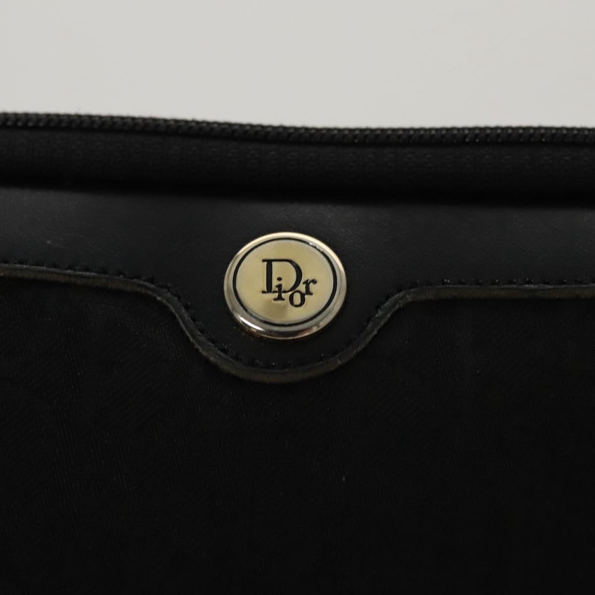 Christian Dior Trotter Canvas Clutch Bag Gold Black Auth yk16815