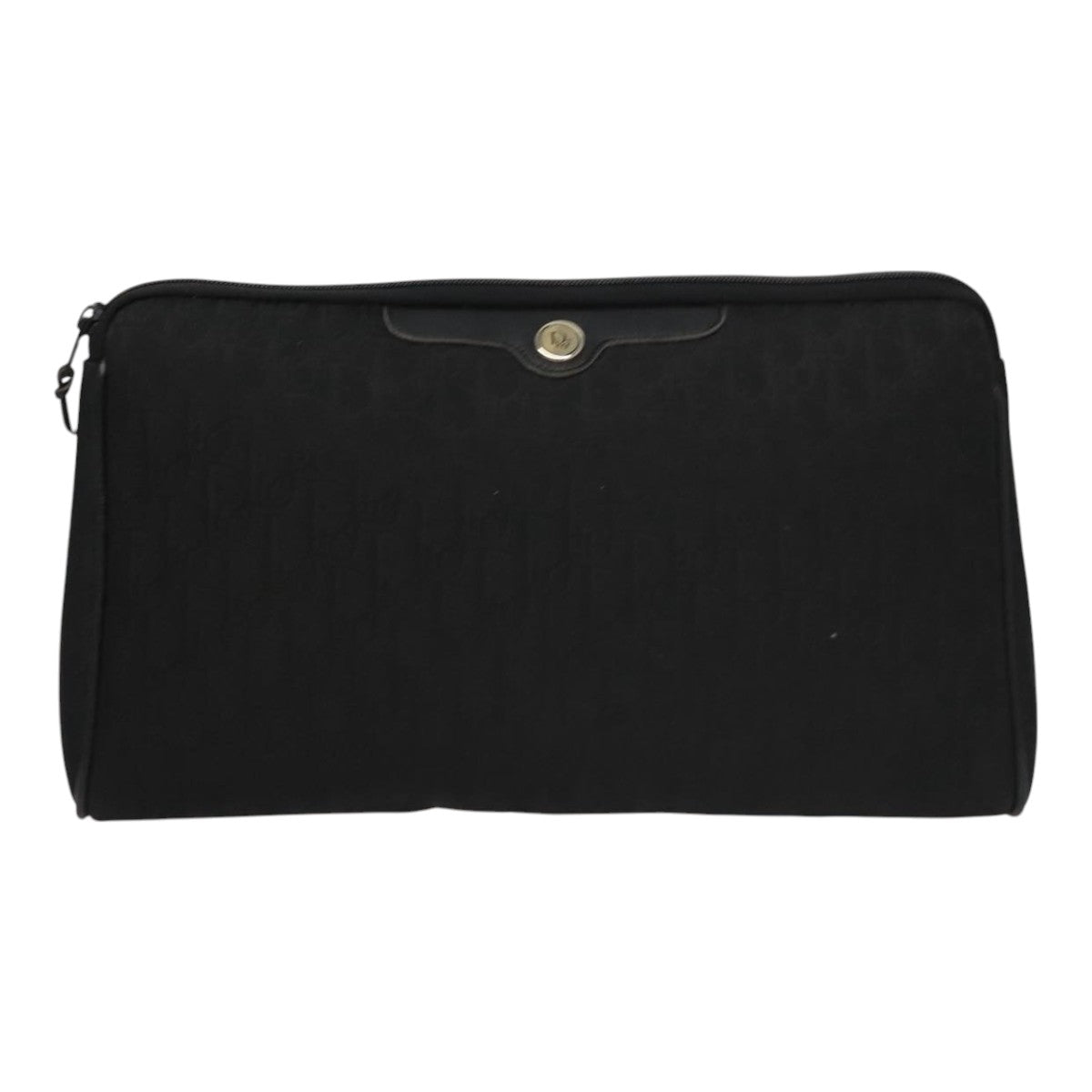 Christian Dior Trotter Canvas Clutch Bag Gold Black Auth yk16815