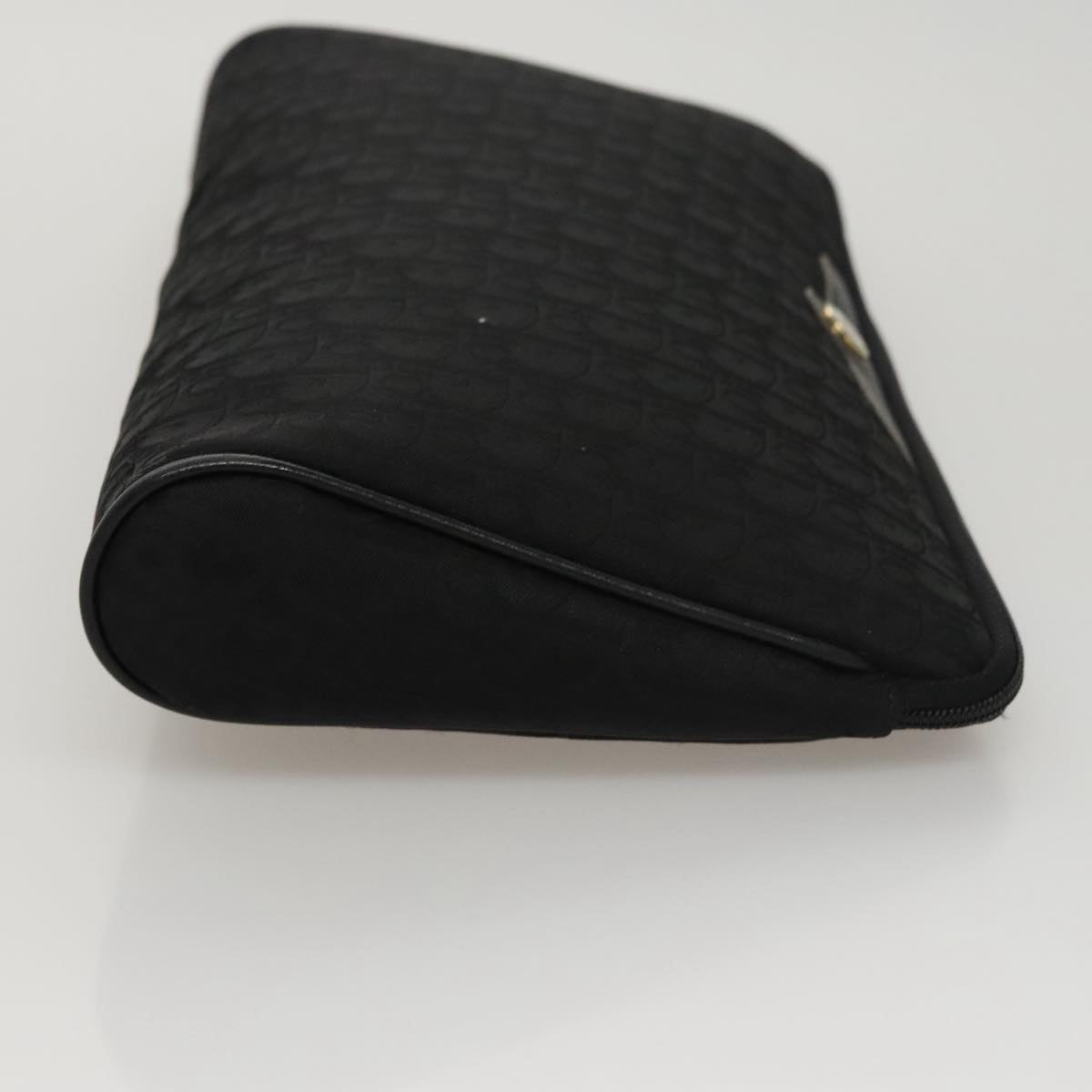 Christian Dior Trotter Canvas Clutch Bag Gold Black Auth yk16815