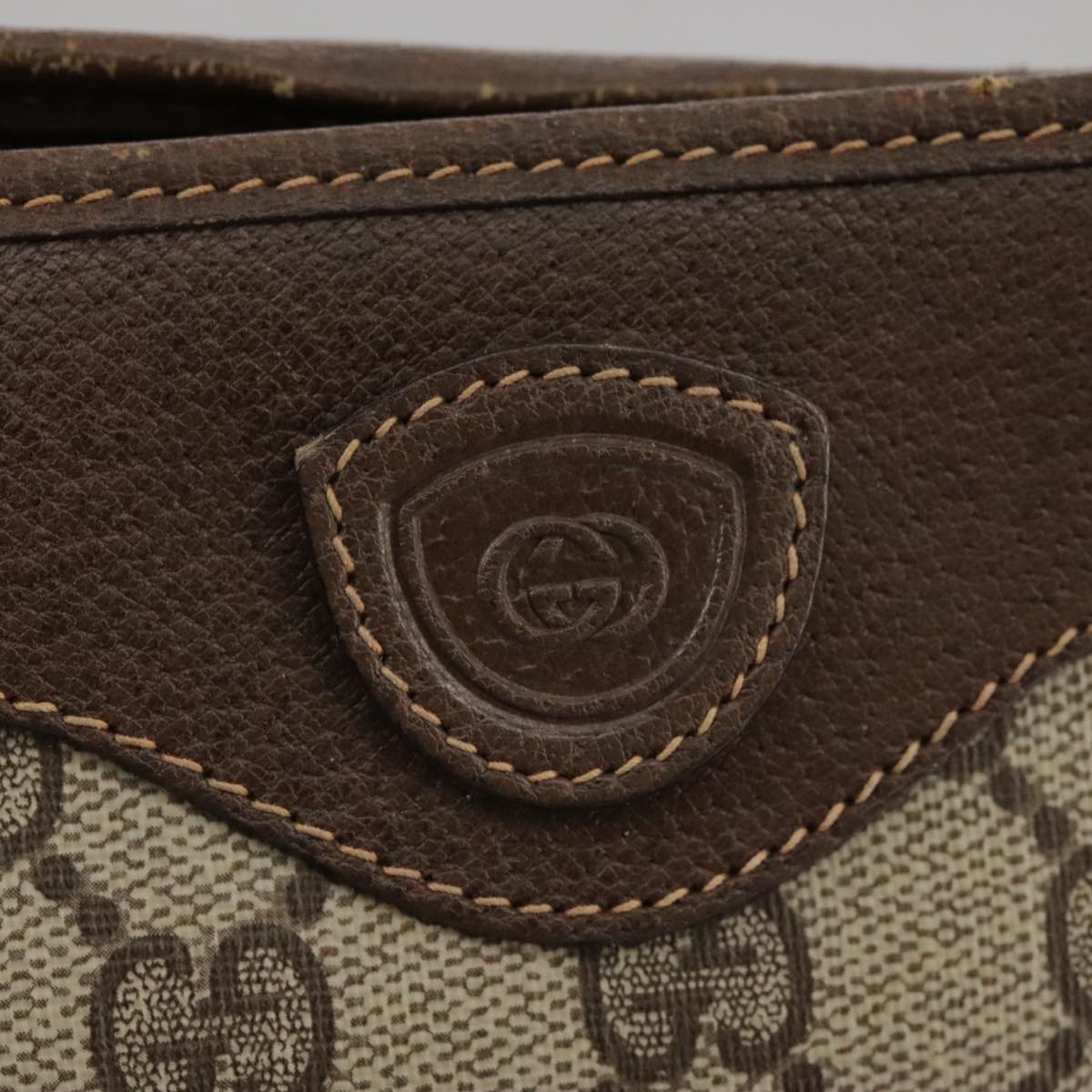 GUCCI GG Supreme Clutch Bag PVC Beige Auth yk16830