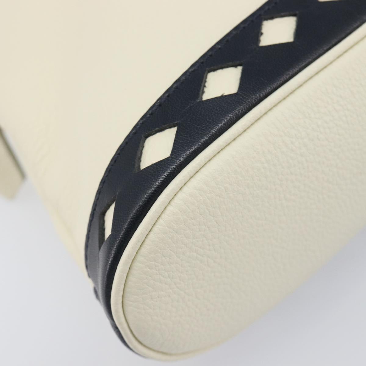 SAINT LAURENT Hand Bag Leather White Auth yk16838