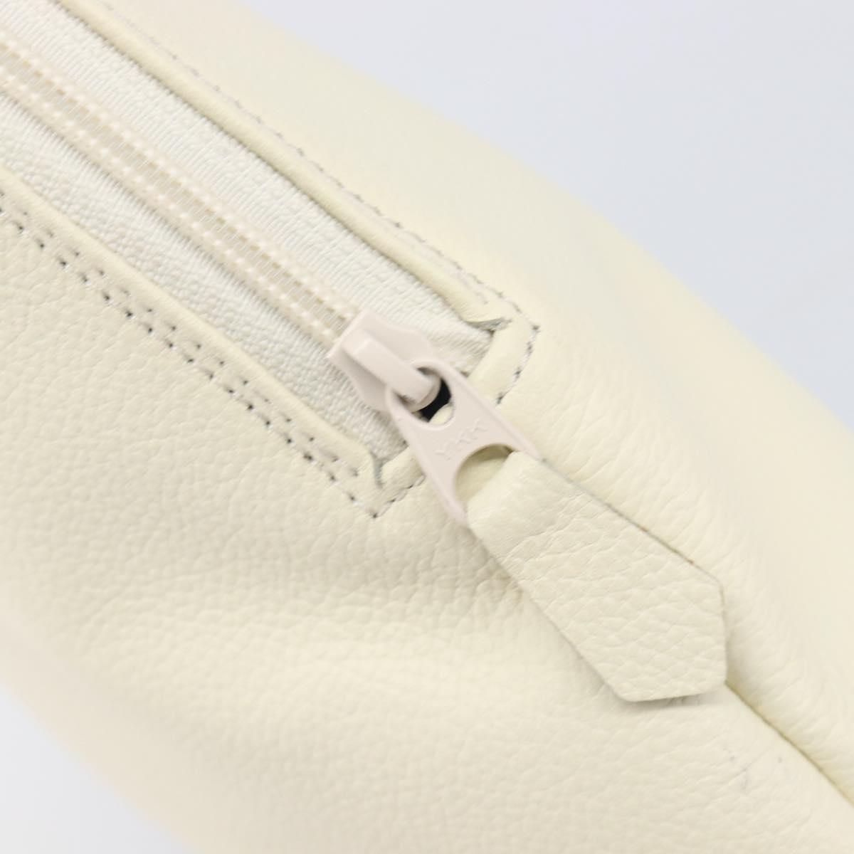 SAINT LAURENT Hand Bag Leather White Auth yk16838