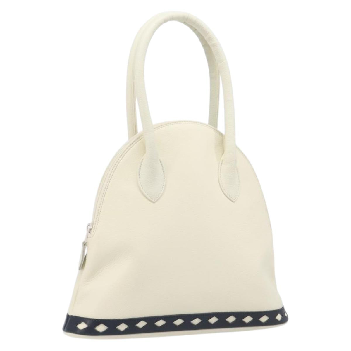 SAINT LAURENT Hand Bag Leather White Auth yk16838