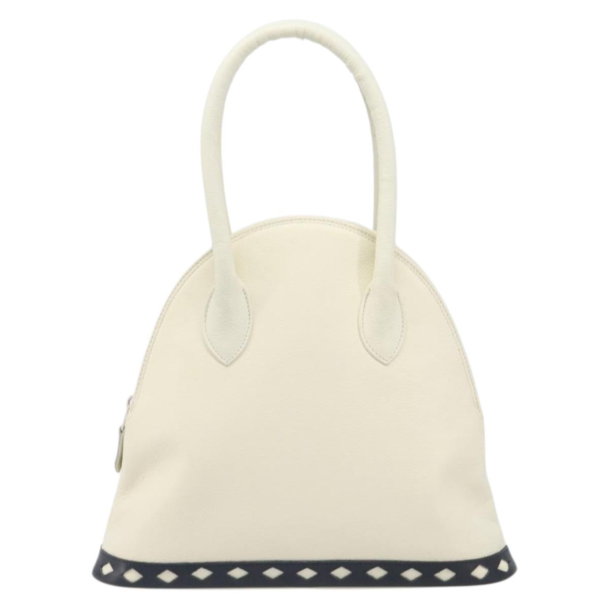 SAINT LAURENT Hand Bag Leather White Auth yk16838