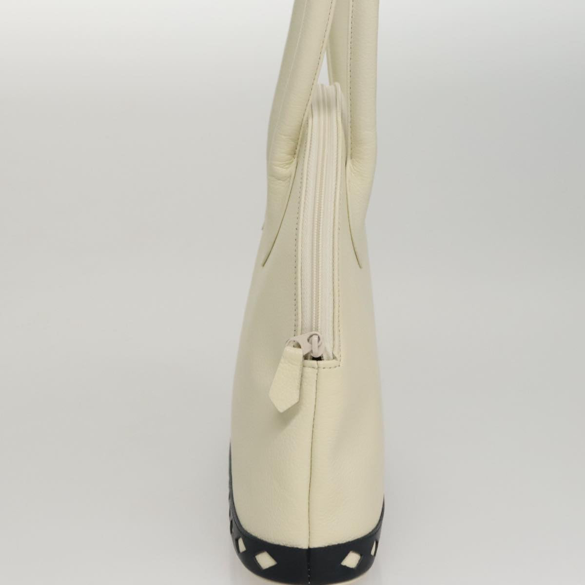 SAINT LAURENT Hand Bag Leather White Auth yk16838