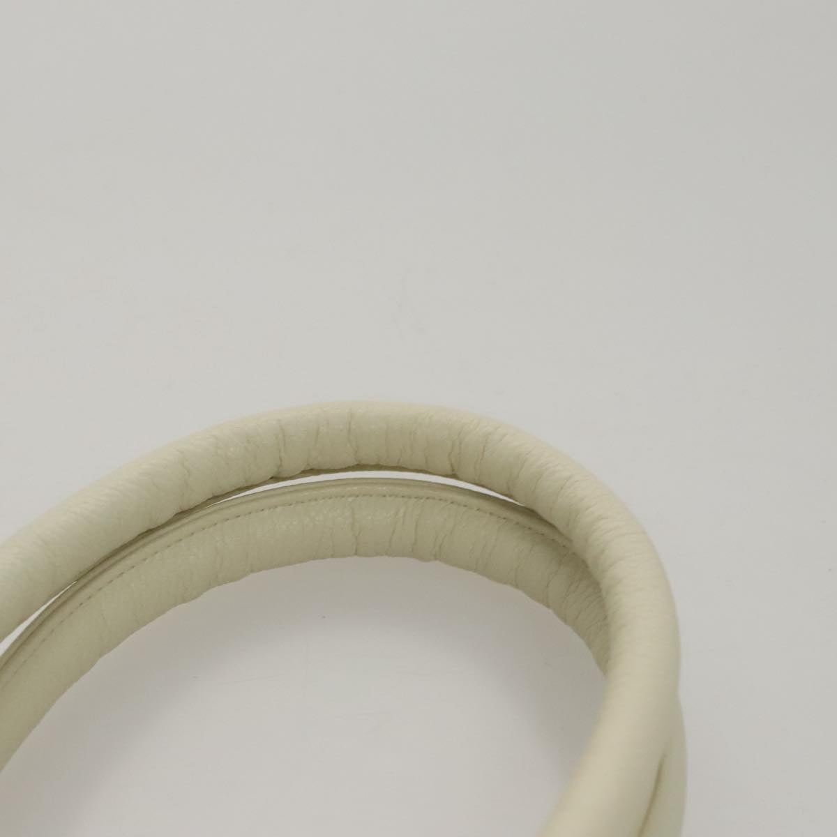 SAINT LAURENT Hand Bag Leather White Auth yk16838