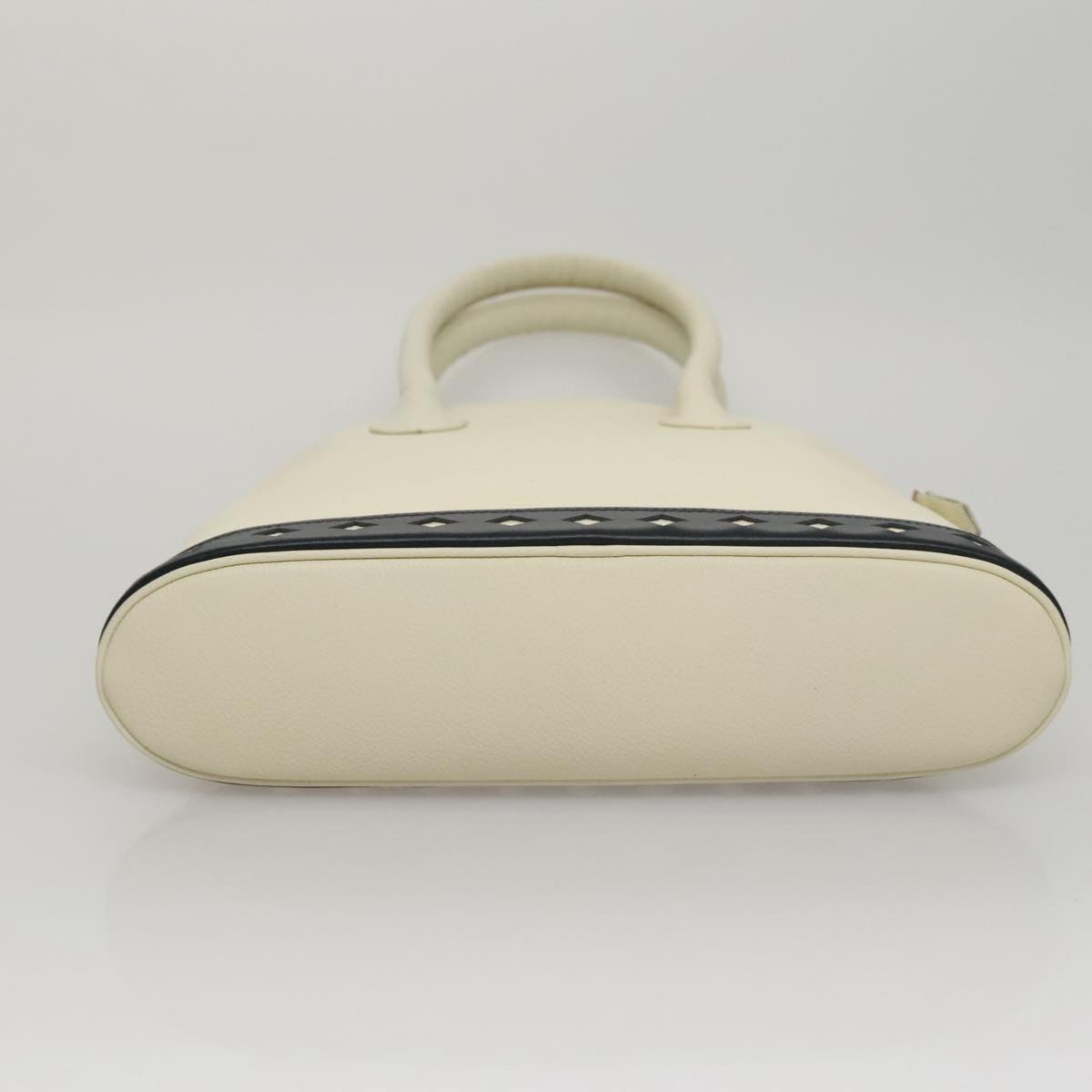 SAINT LAURENT Hand Bag Leather White Auth yk16838