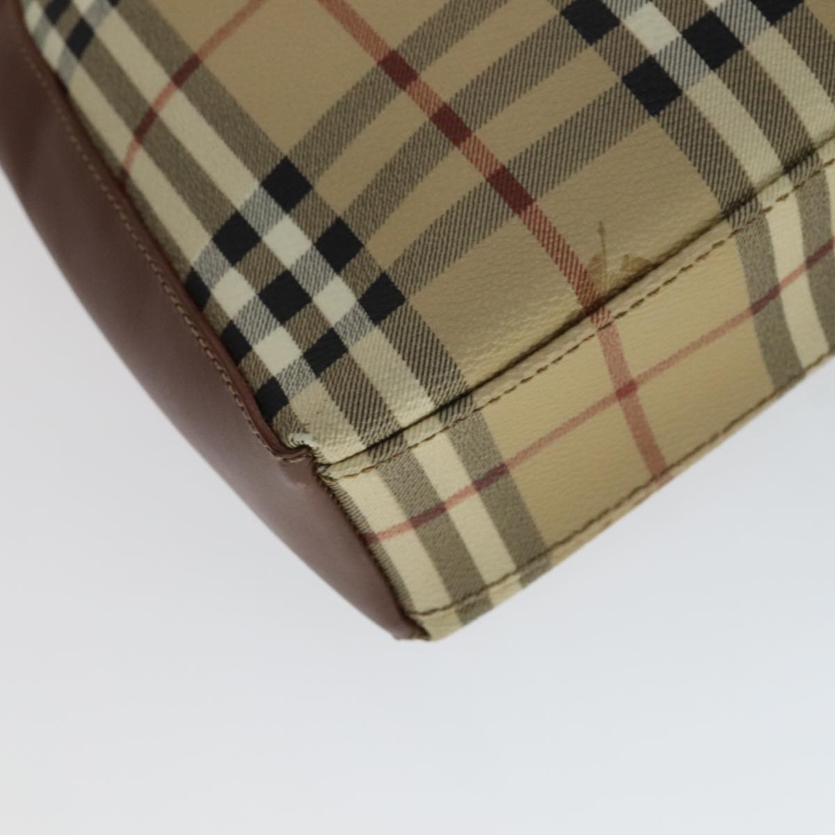 BURBERRY Nova Check Shoulder Bag PVC Leather Beige Auth yk16862