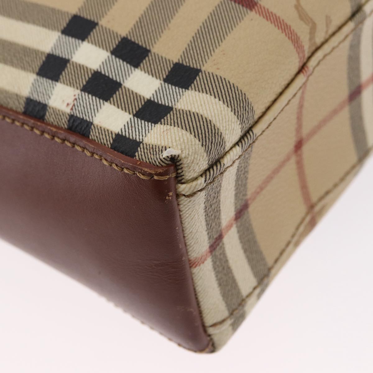 BURBERRY Nova Check Shoulder Bag PVC Leather Beige Auth yk16862