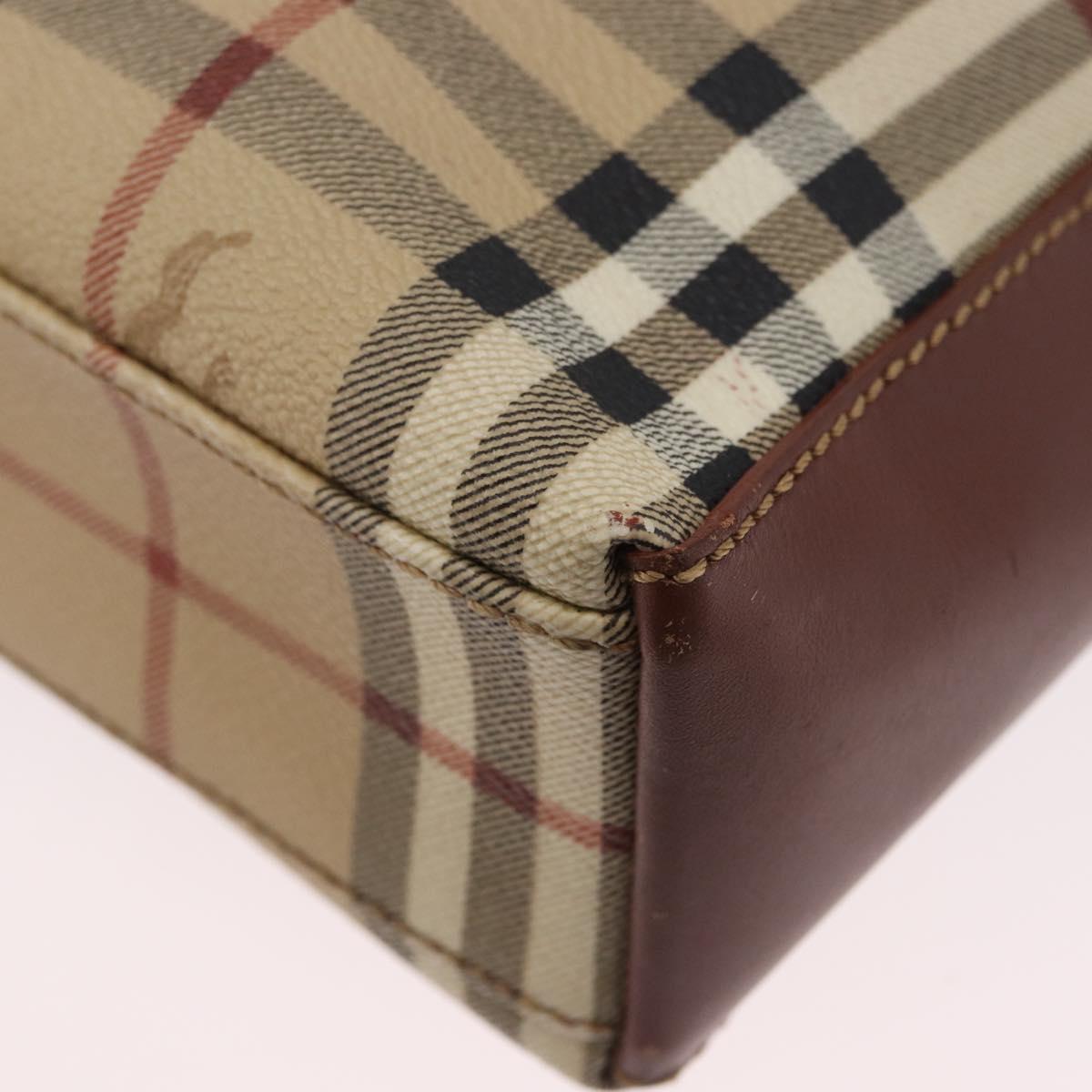 BURBERRY Nova Check Shoulder Bag PVC Leather Beige Auth yk16862