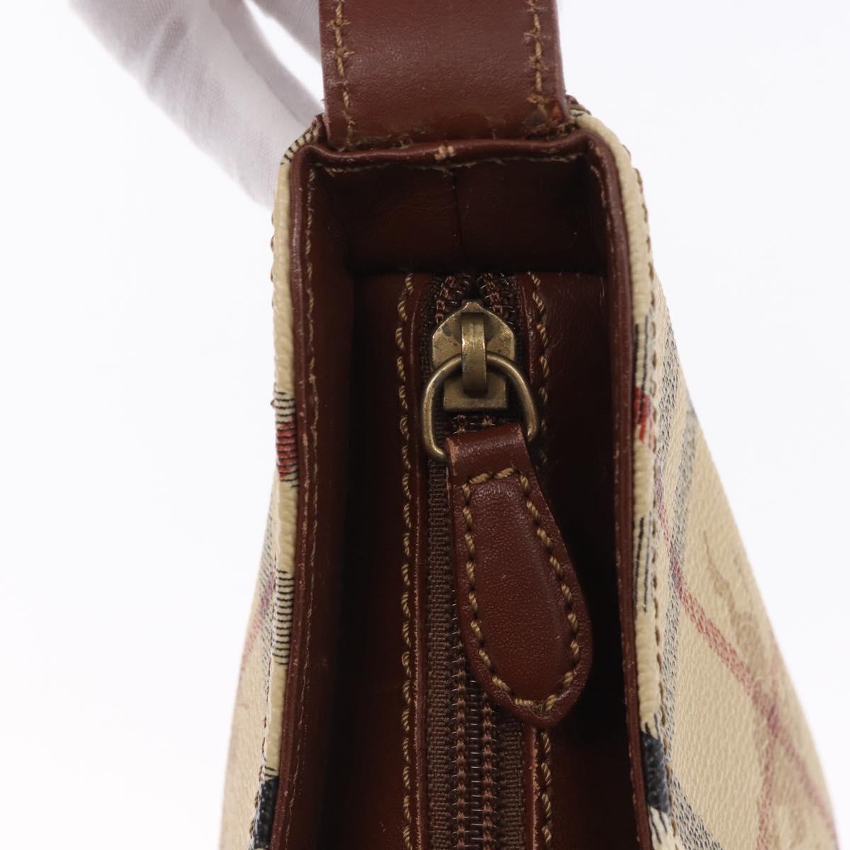 BURBERRY Nova Check Shoulder Bag PVC Leather Beige Auth yk16862
