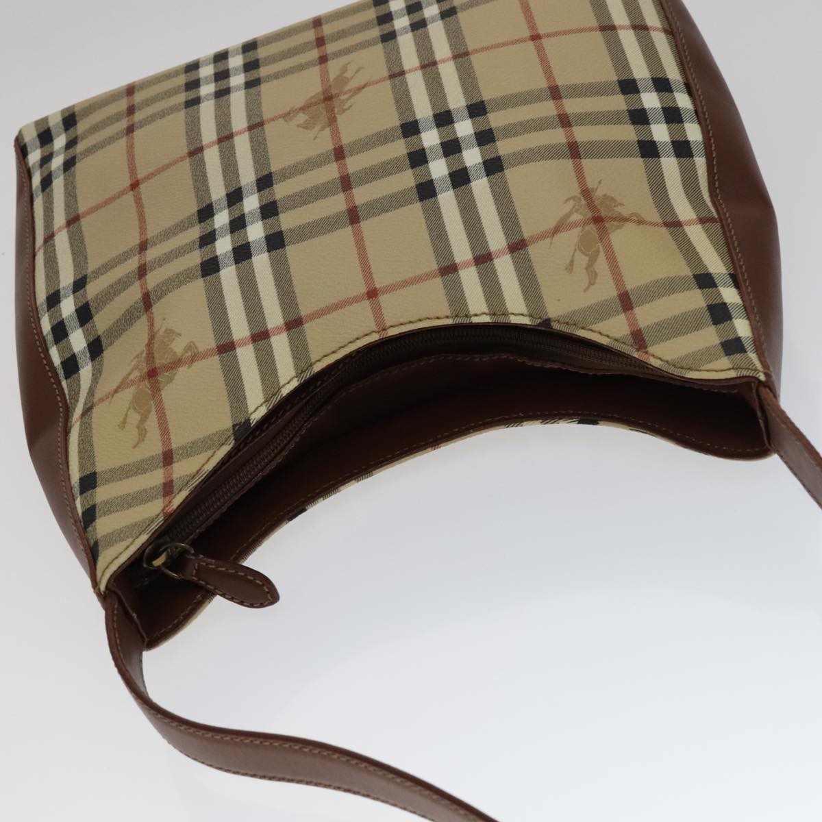 BURBERRY Nova Check Shoulder Bag PVC Leather Beige Auth yk16862