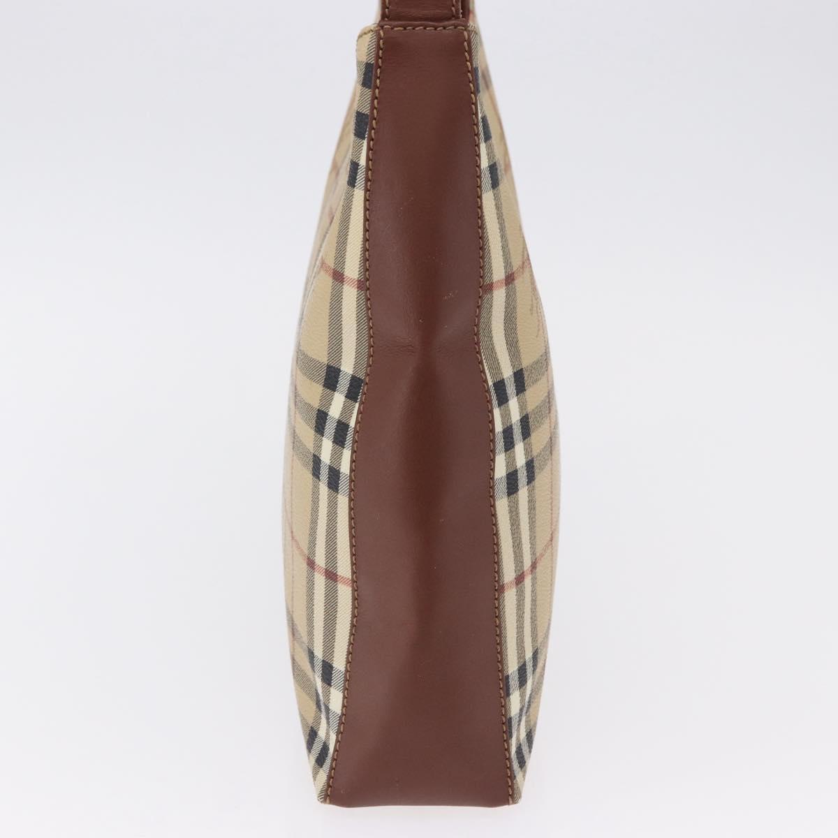 BURBERRY Nova Check Shoulder Bag PVC Leather Beige Auth yk16862