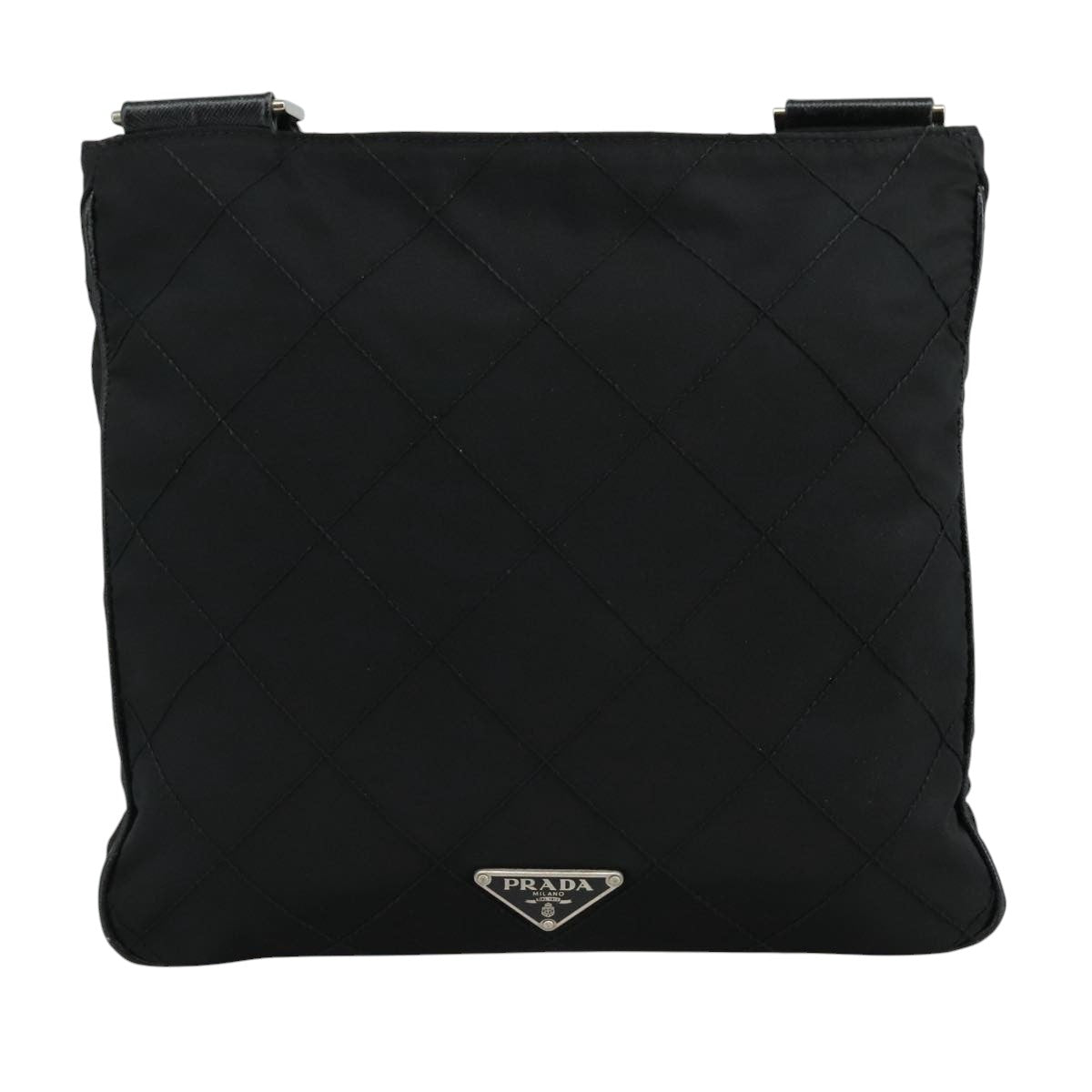 PRADA Quilted Shoulder Bag Nylon Black Auth yk16865