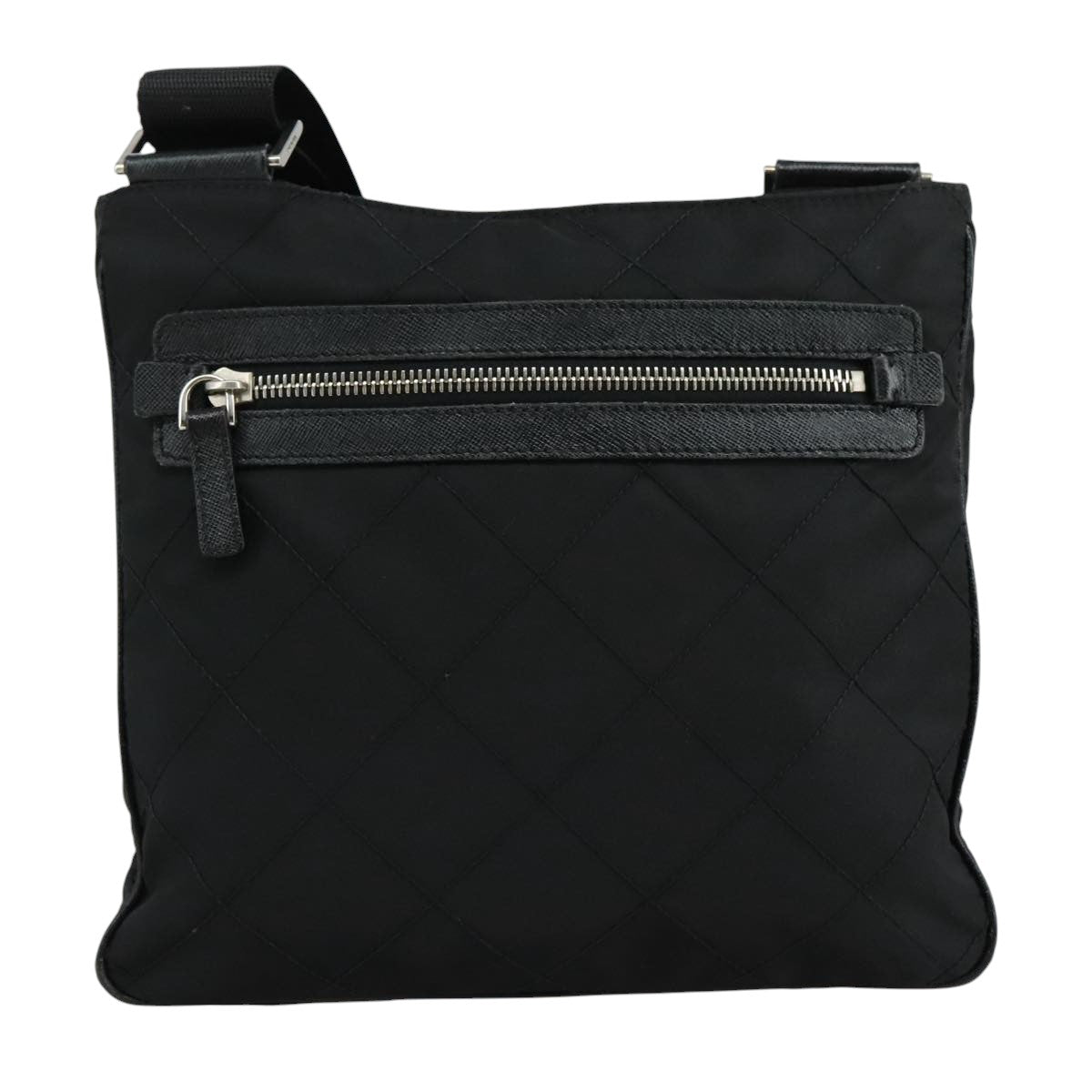 PRADA Quilted Shoulder Bag Nylon Black Auth yk16865