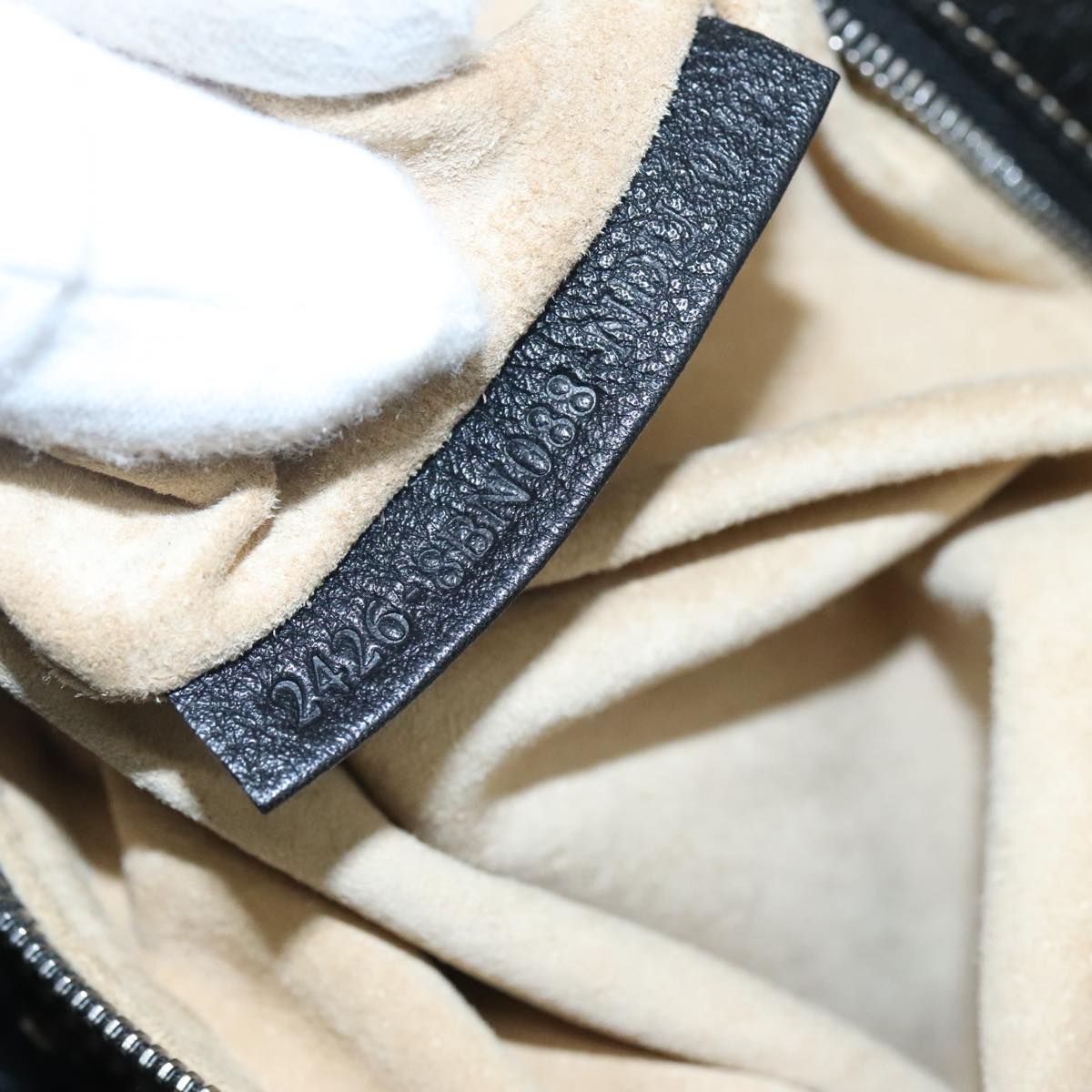 FENDI Celeria Hand Bag Leather Black Silver Auth yk16876