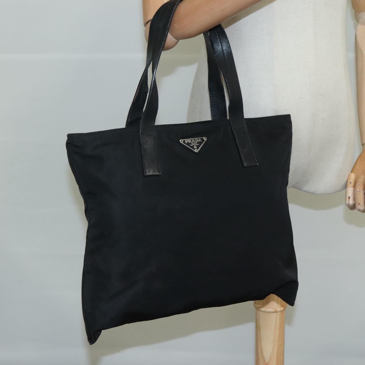 PRADA Tote Bag Nylon Black Auth yk16893
