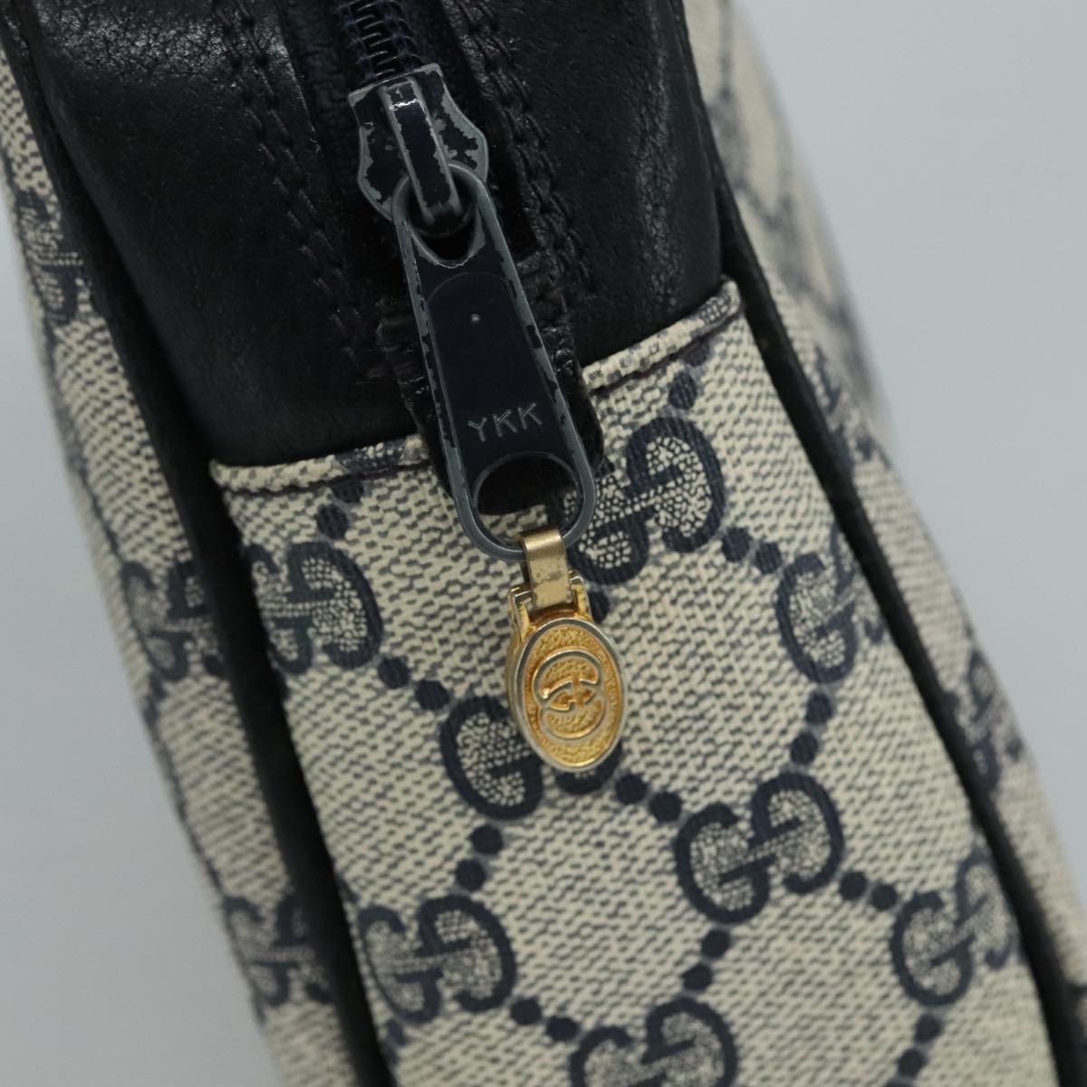 GUCCI GG Supreme Sherry Line Clutch Bag PVC Navy Red 010 378 Auth yk16908