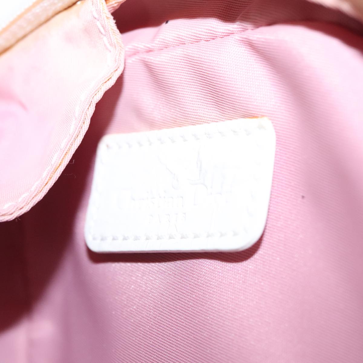 Christian Dior Trotter Canvas Pouch PVC Leather Pink Auth yk16934