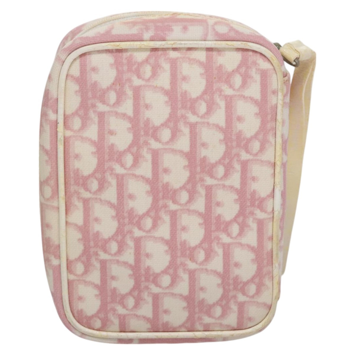 Christian Dior Trotter Canvas Pouch PVC Leather Pink Auth yk16934