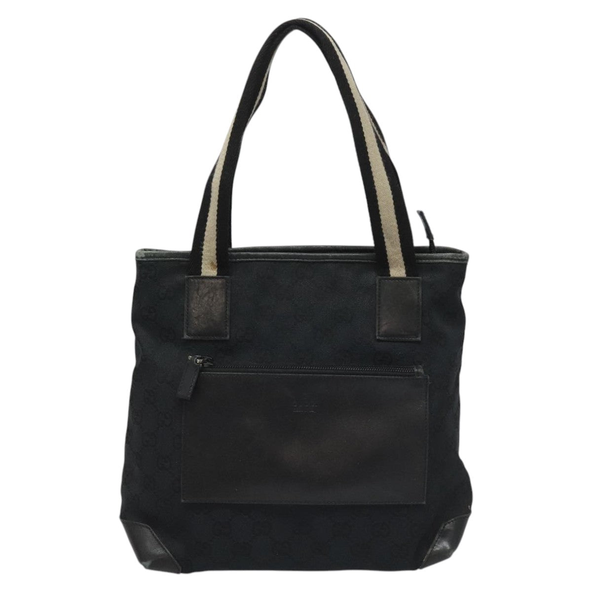 GUCCI GG Canvas Sherry Line Tote Bag Black White 019 0402 1705 Auth yk16982