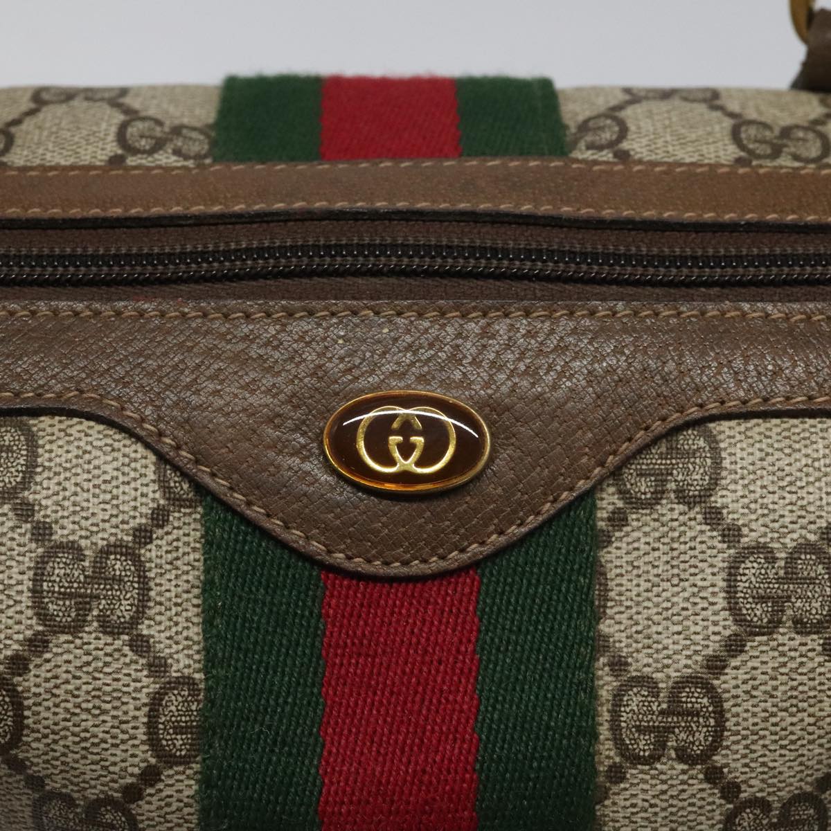 GUCCI GG Supreme Web Sherry Line Boston Bag PVC Beige Red 010 378 Auth yk17033