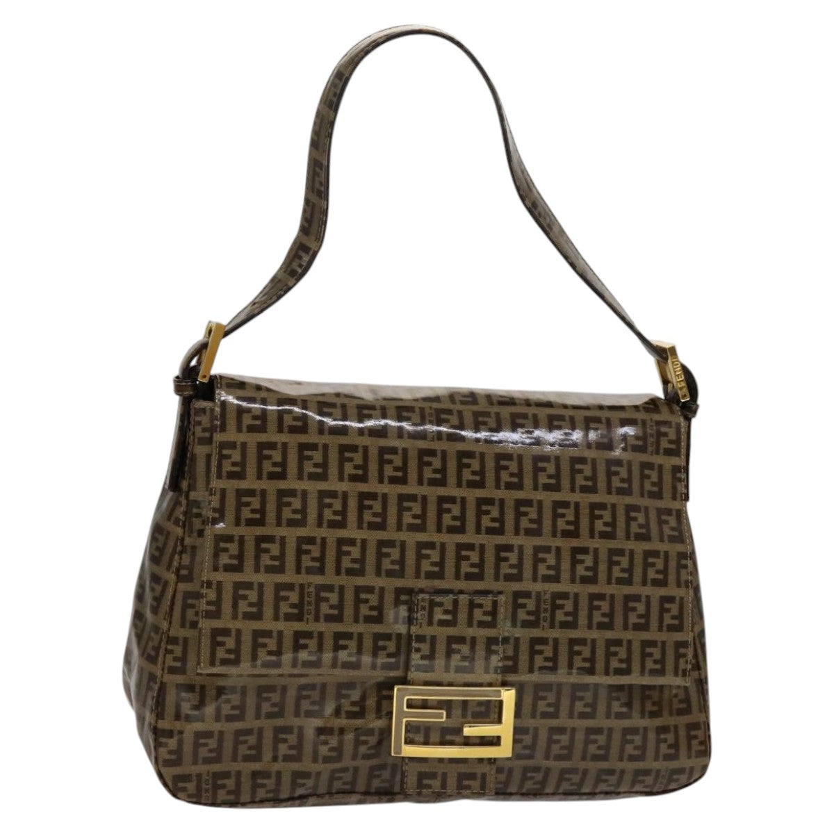 FENDI Zucchino Canvas Mamma Baguette Shoulder Bag Beige Auth yk17049AV