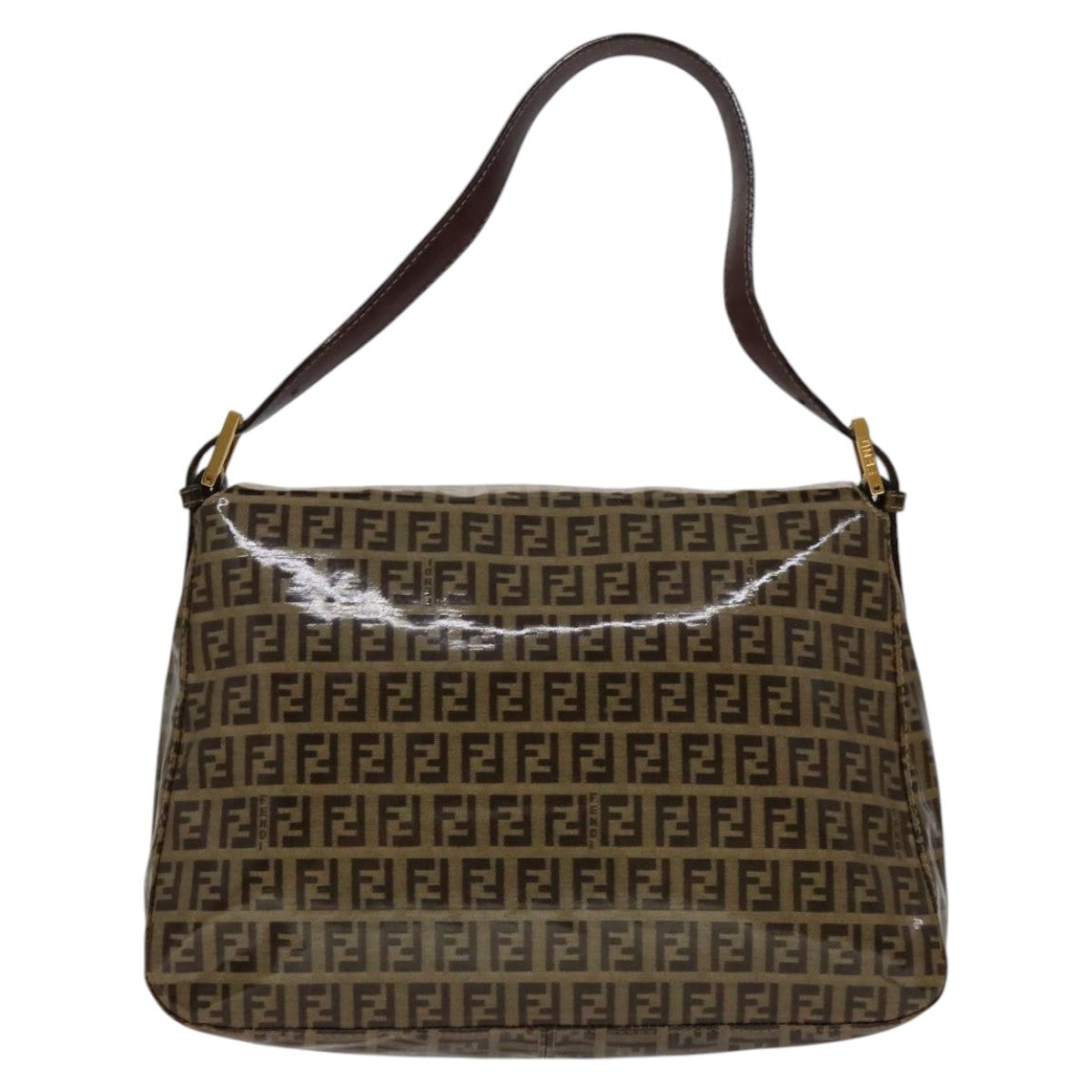 FENDI Zucchino Canvas Mamma Baguette Shoulder Bag Beige Auth yk17049AV