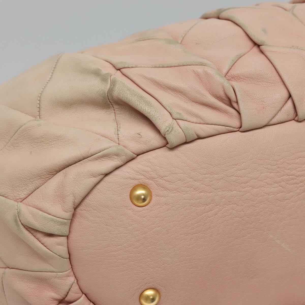 Miu Miu Tote Bag Leather 2way Pink Gold Auth yk17069