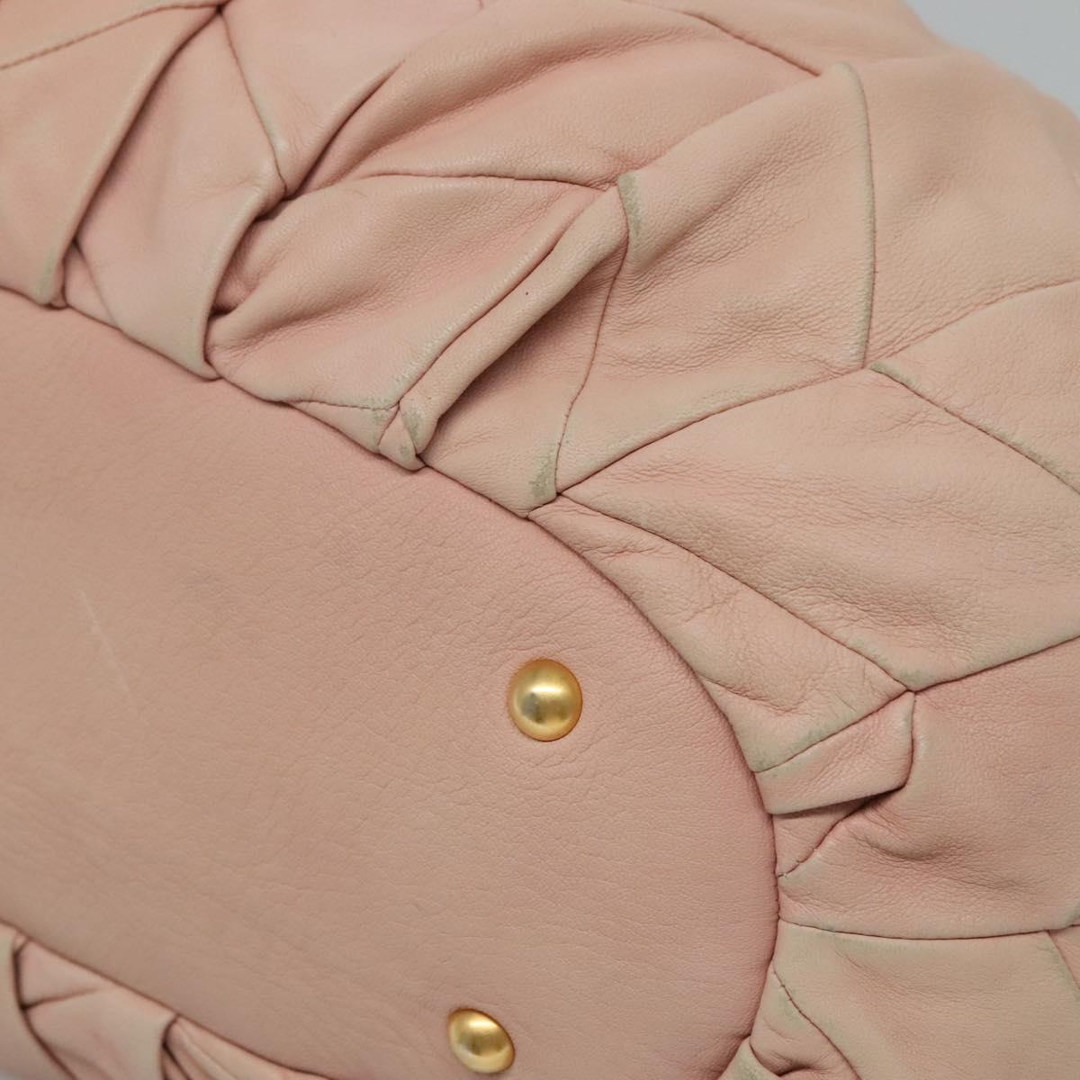 Miu Miu Tote Bag Leather 2way Pink Gold Auth yk17069