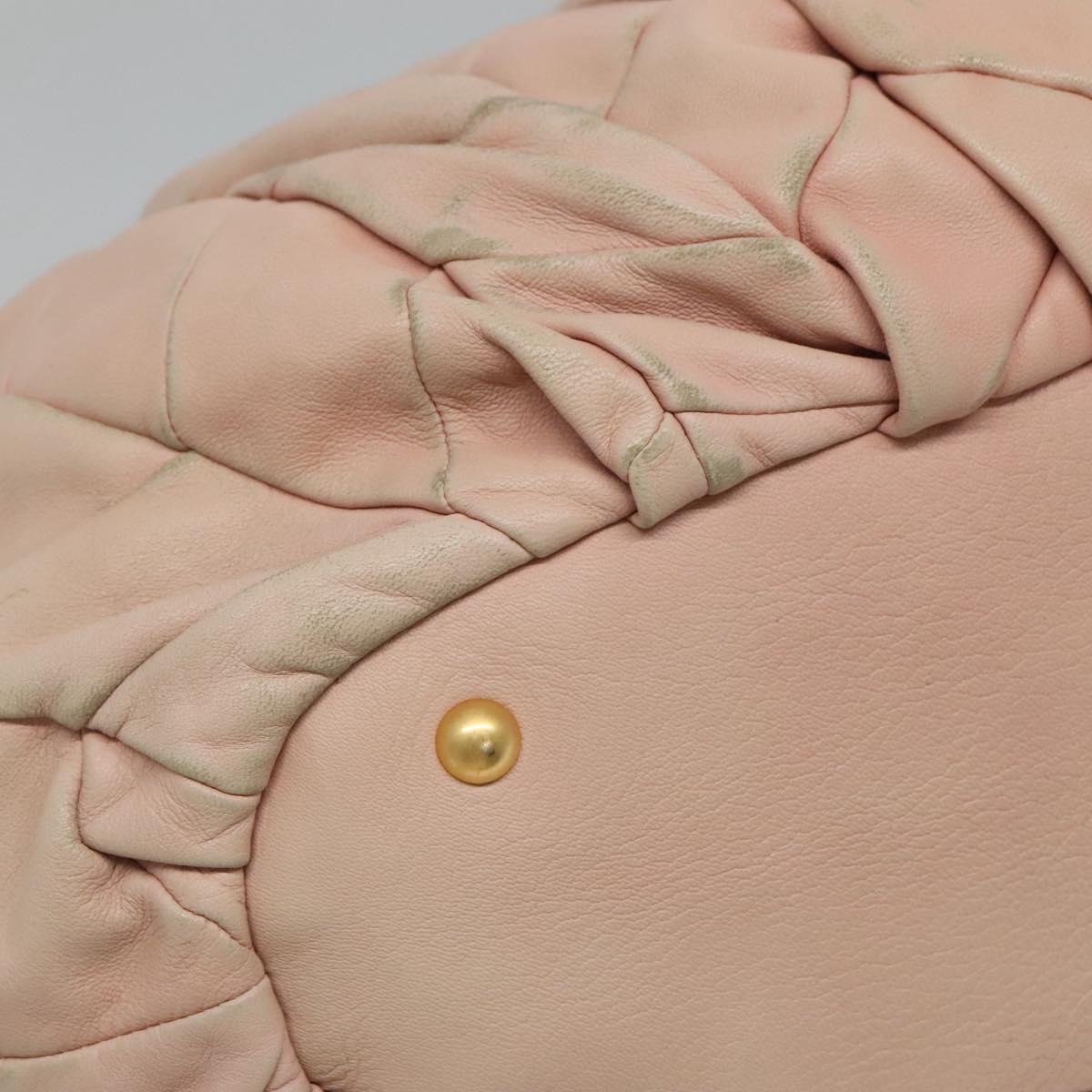Miu Miu Tote Bag Leather 2way Pink Gold Auth yk17069