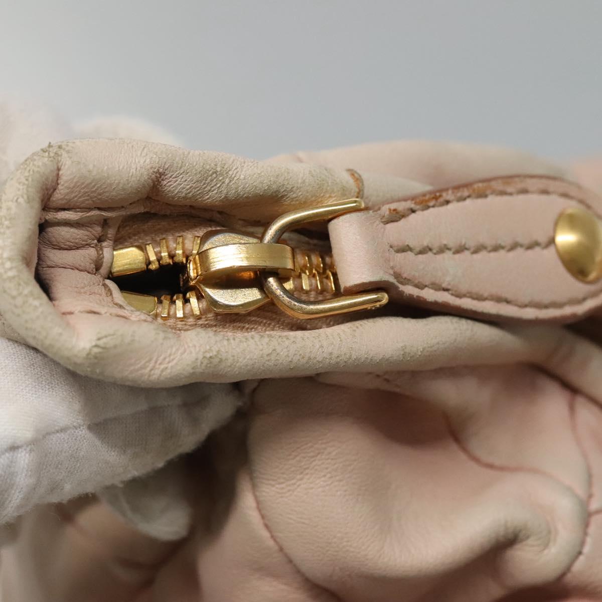 Miu Miu Tote Bag Leather 2way Pink Gold Auth yk17069