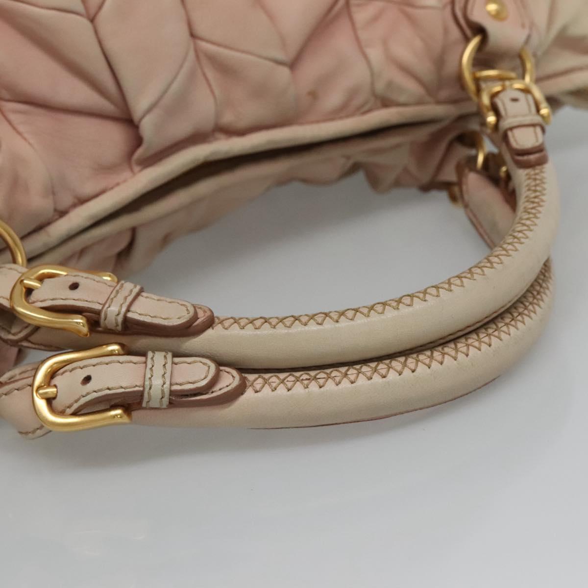 Miu Miu Tote Bag Leather 2way Pink Gold Auth yk17069