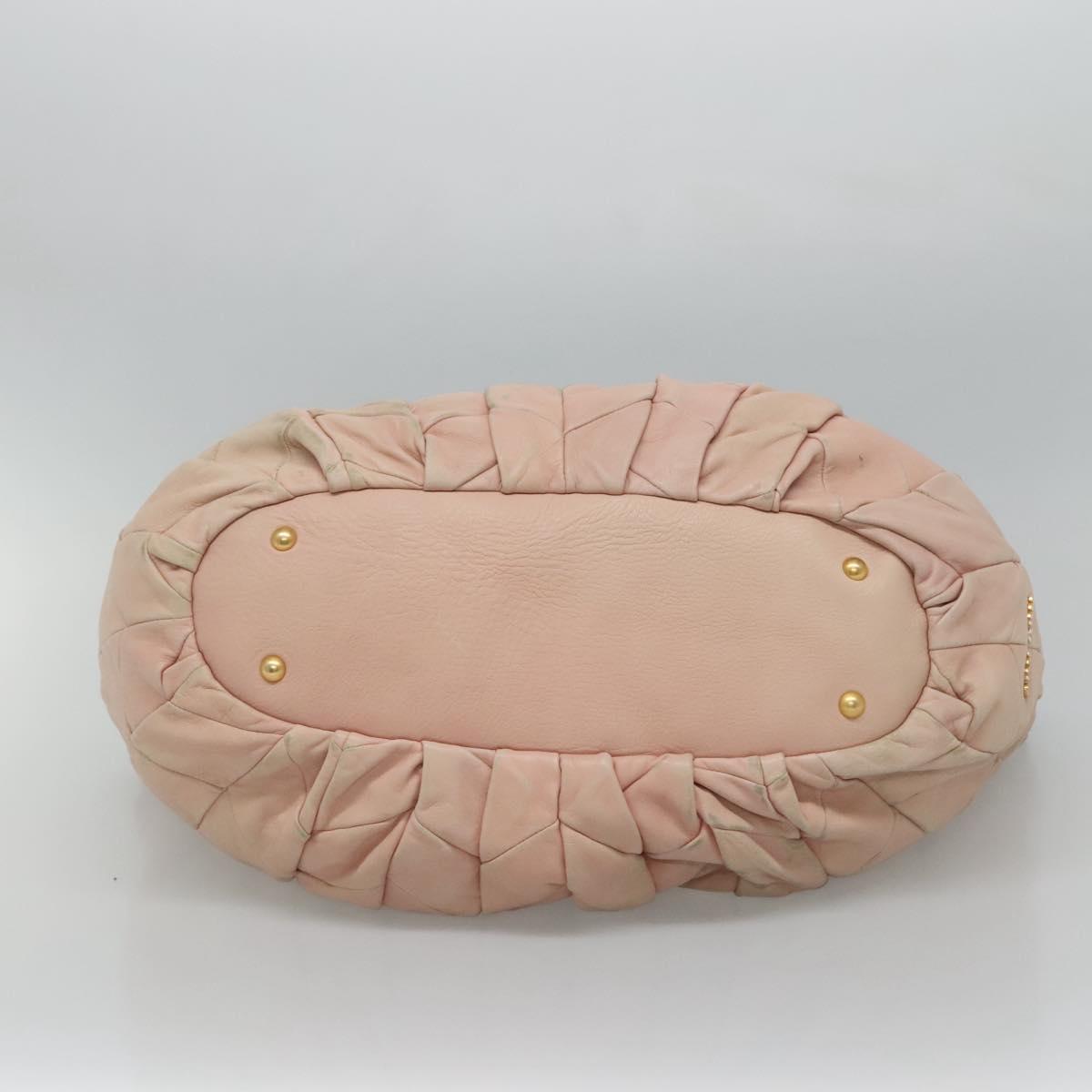 Miu Miu Tote Bag Leather 2way Pink Gold Auth yk17069