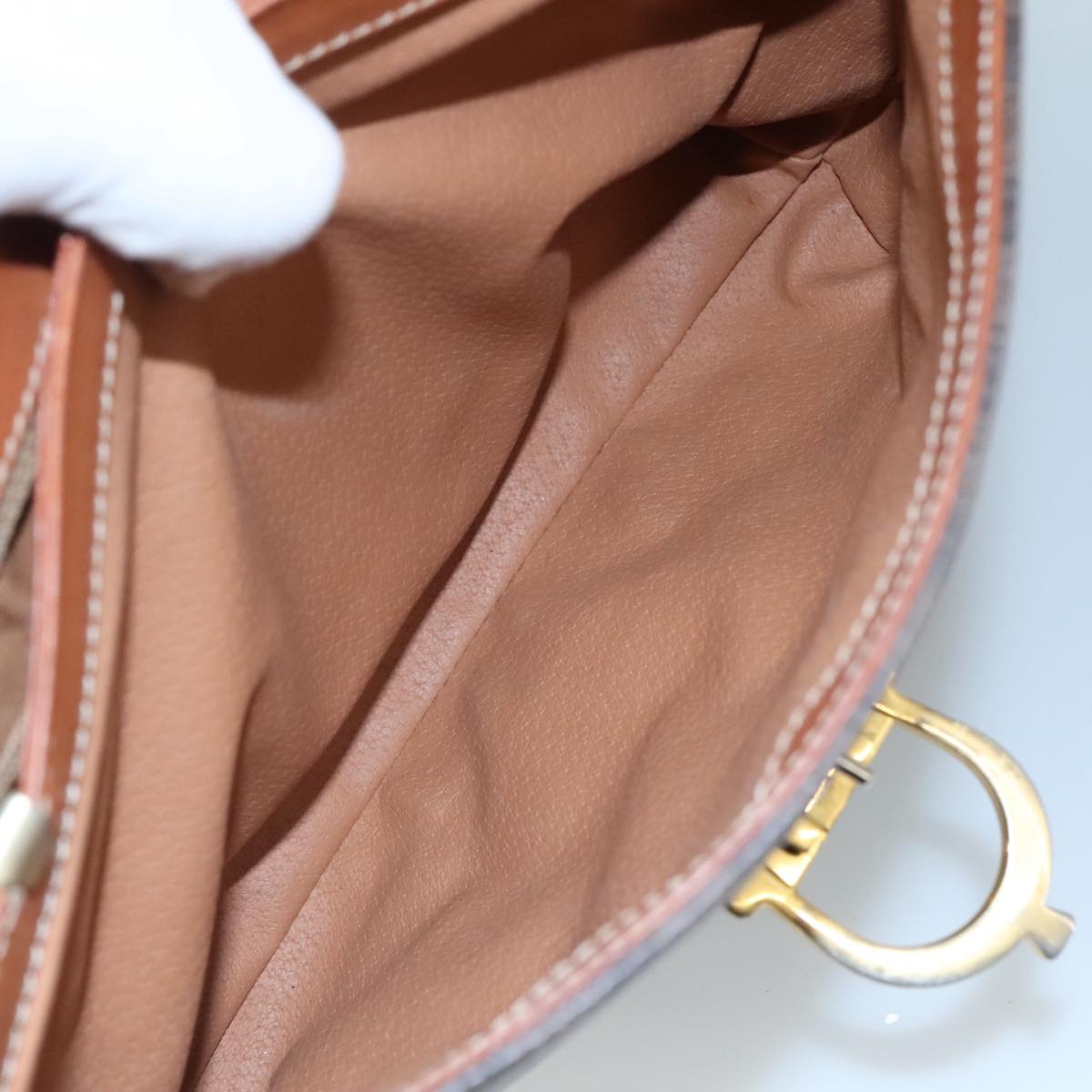 CELINE Macadam Canvas Hand Bag PVC Leather Brown Auth yk17101