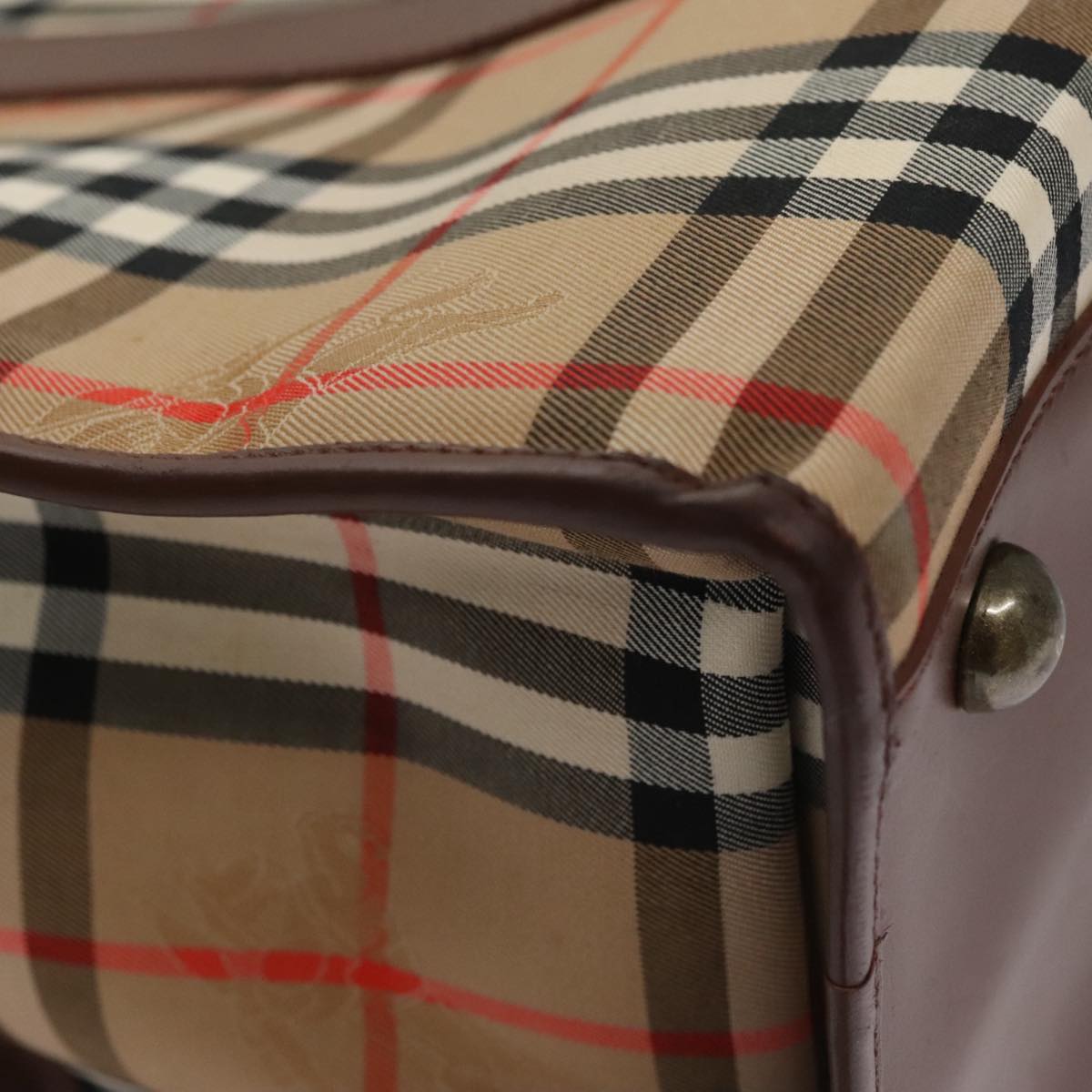 Burberrys Nova Check Boston Bag Canvas Beige Auth yk17113