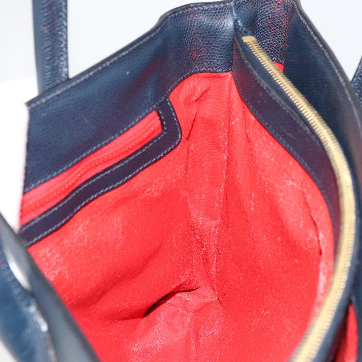 CELINE Hand Bag Leather Navy Auth yk17129