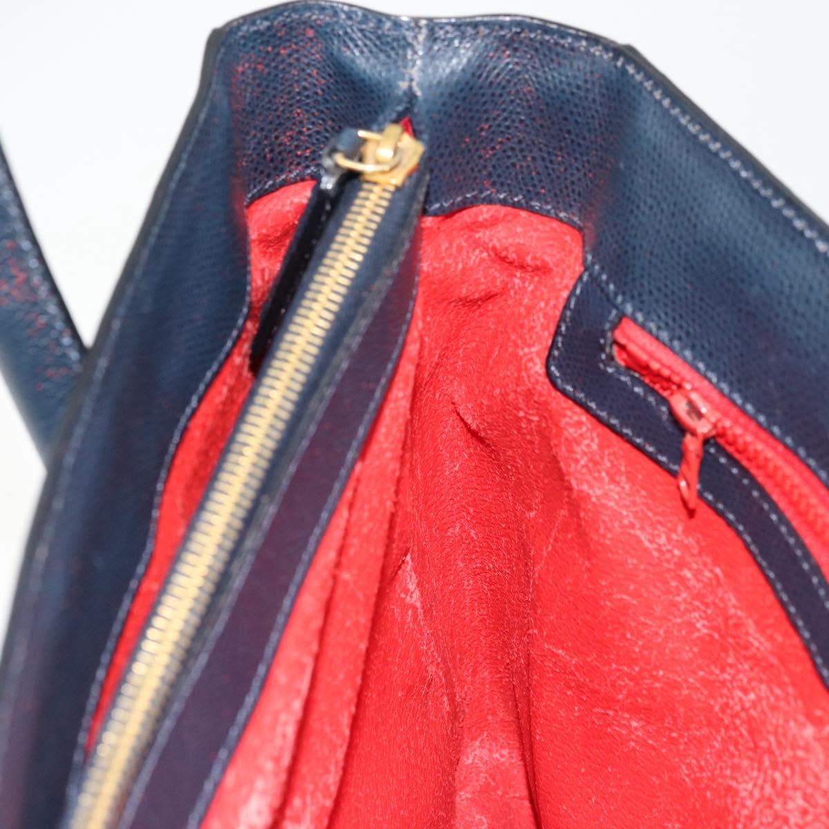 CELINE Hand Bag Leather Navy Auth yk17129