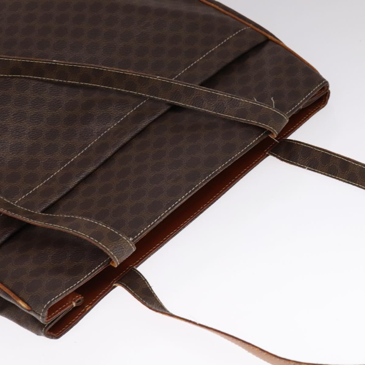 CELINE Macadam Canvas Tote Bag PVC Brown Gold Auth yk17143