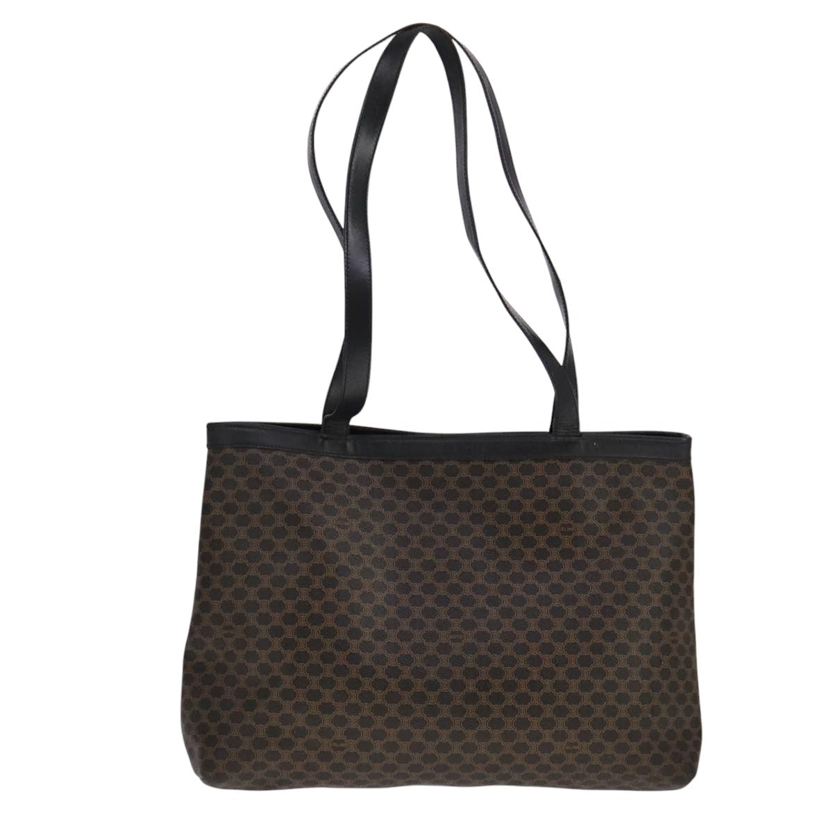 CELINE Macadam Canvas Tote Bag PVC Leather Black Auth yk17145