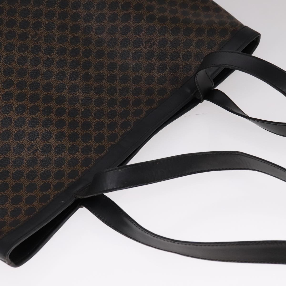 CELINE Macadam Canvas Tote Bag PVC Leather Black Auth yk17145