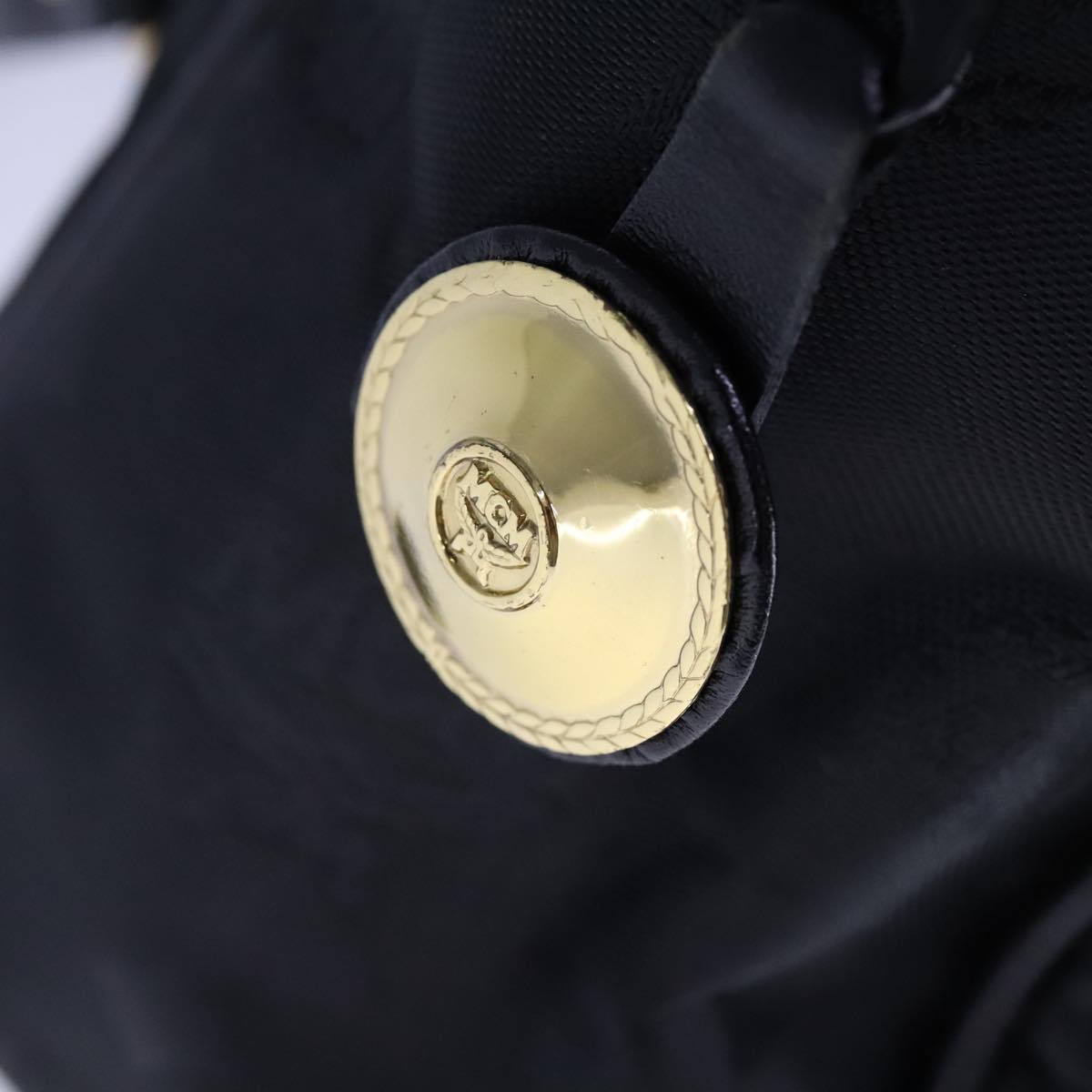 MCM Vicetos Logogram Chain Shoulder Bag Nylon Black Auth yk17160