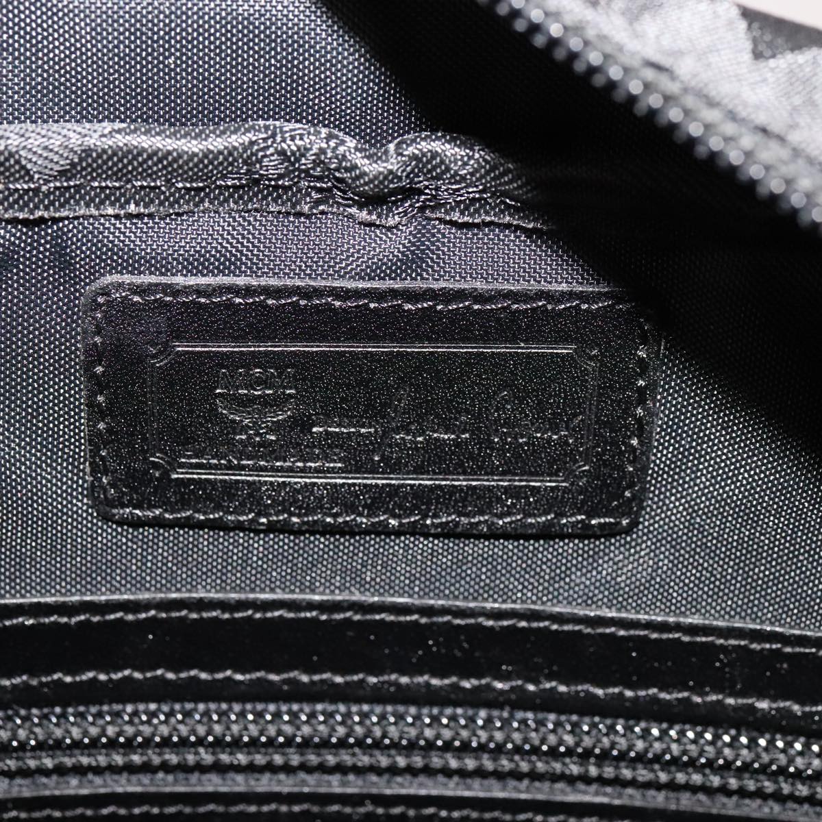 MCM Vicetos Logogram Chain Shoulder Bag Nylon Black Auth yk17160