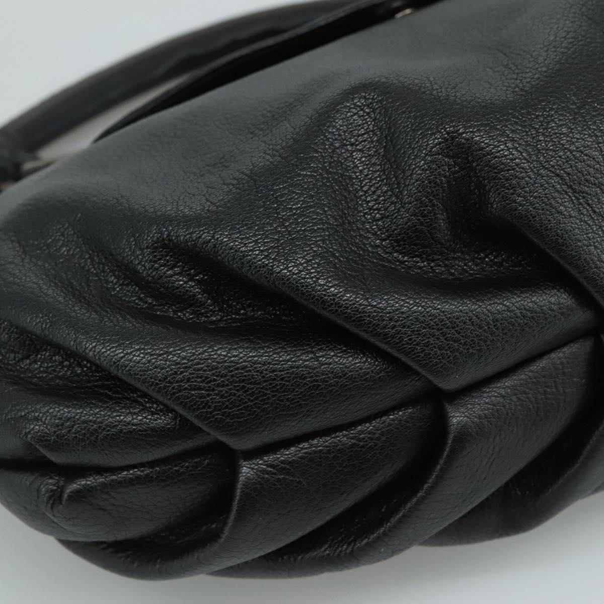 Salvatore Ferragamo Fringe Hand Bag Leather Black Auth yk17180