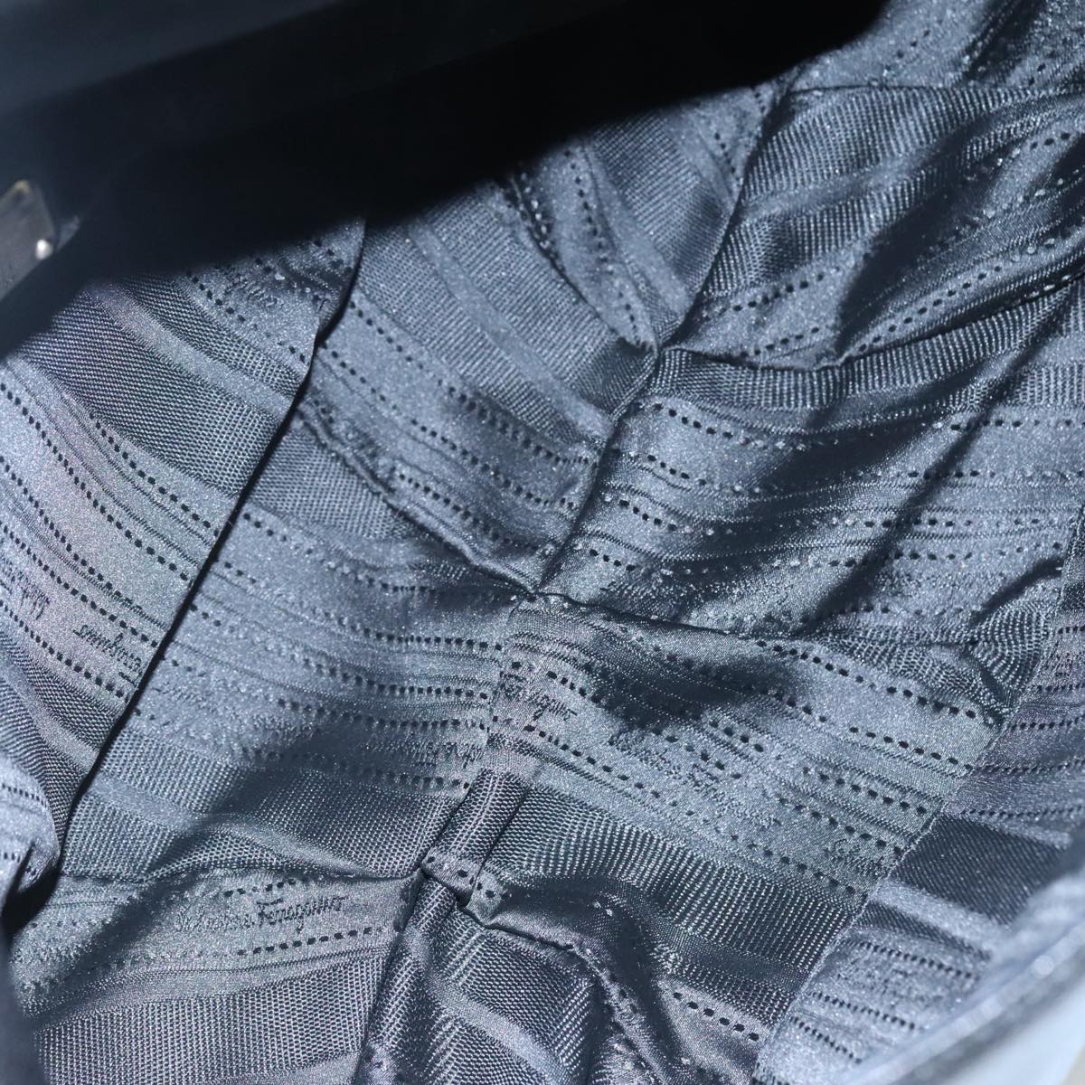 Salvatore Ferragamo Fringe Hand Bag Leather Black Auth yk17180