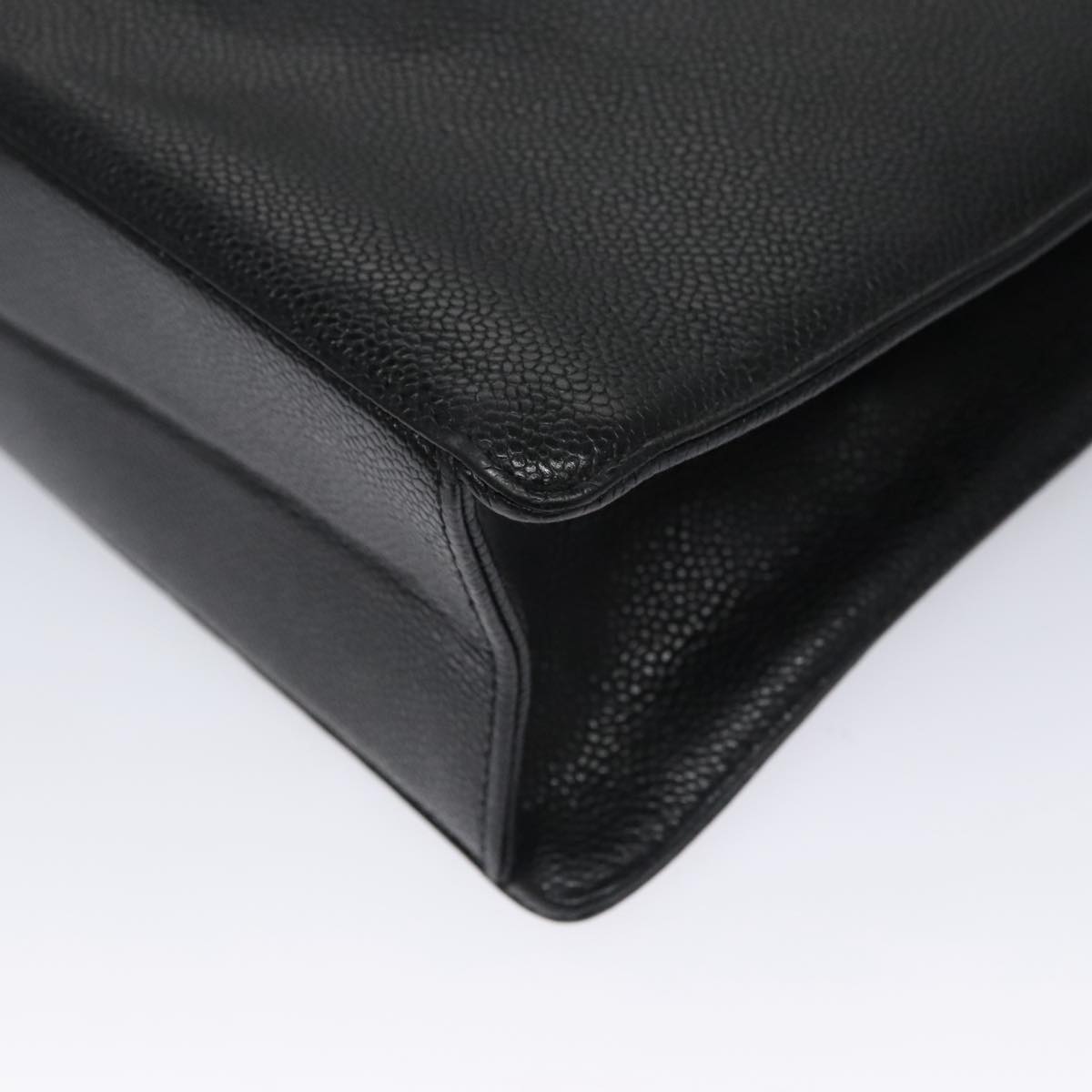 CHANEL COCO Mark Tote Bag Caviar Skin Black Gold CC Auth yk17238A