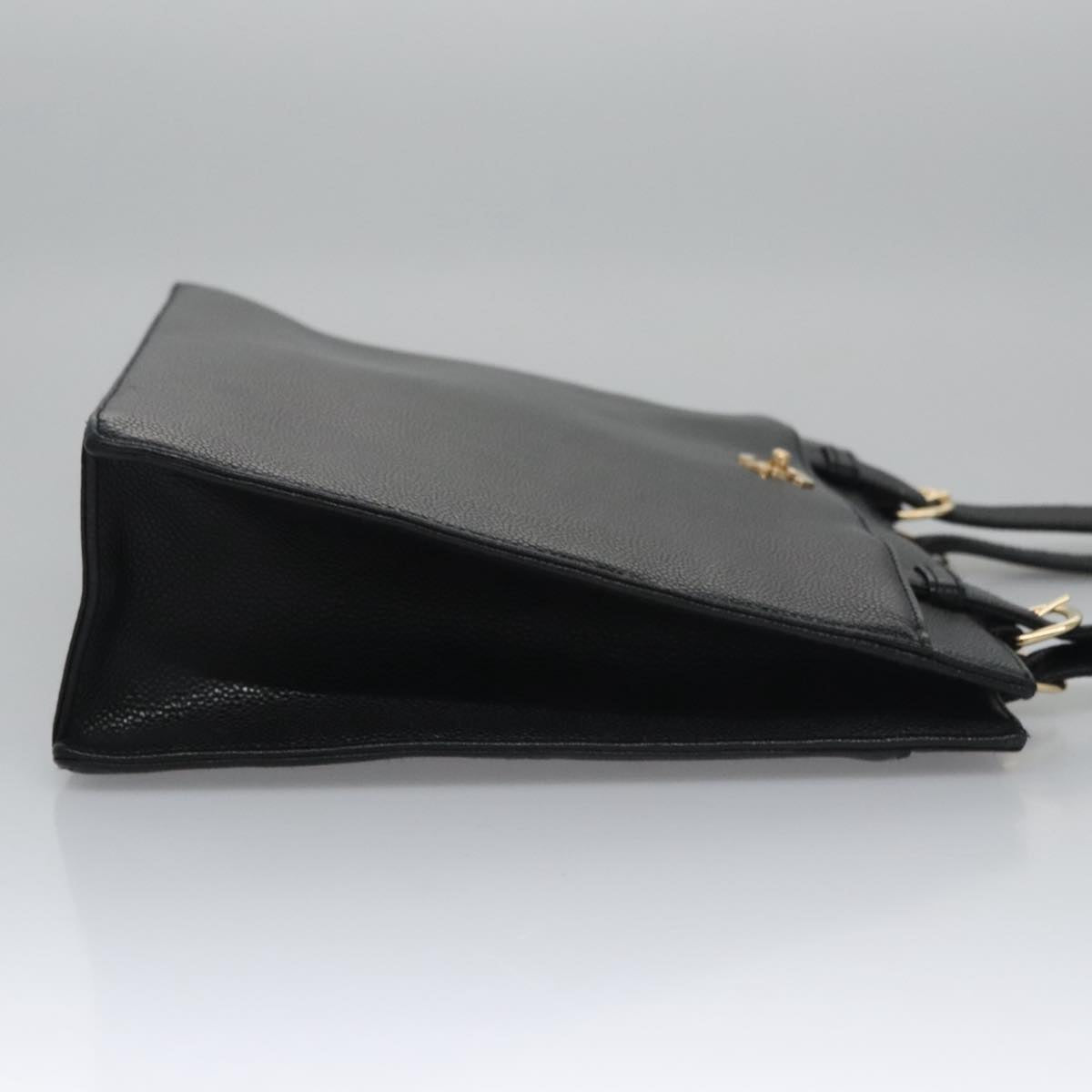 CHANEL COCO Mark Tote Bag Caviar Skin Black Gold CC Auth yk17238A