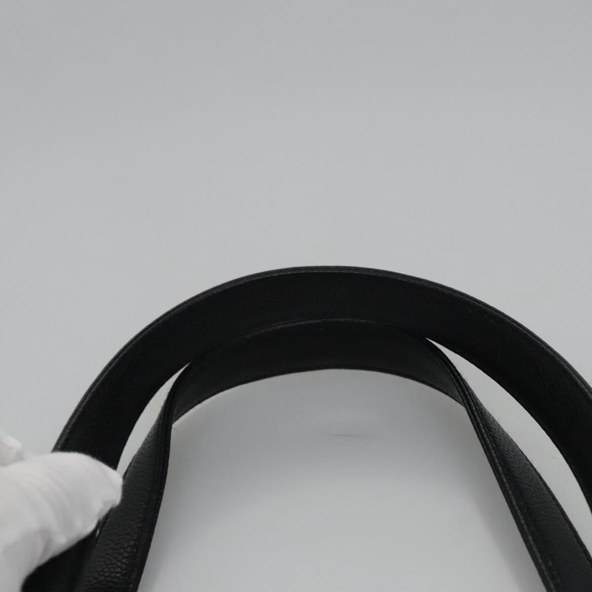 CHANEL COCO Mark Tote Bag Caviar Skin Black Gold CC Auth yk17238A