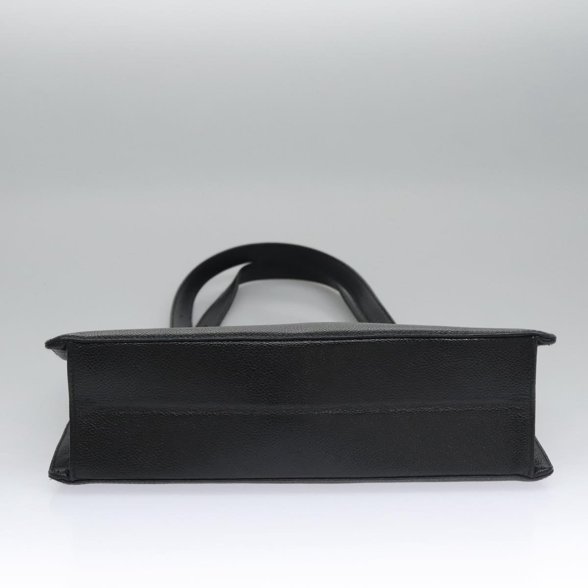 CHANEL COCO Mark Tote Bag Caviar Skin Black Gold CC Auth yk17238A